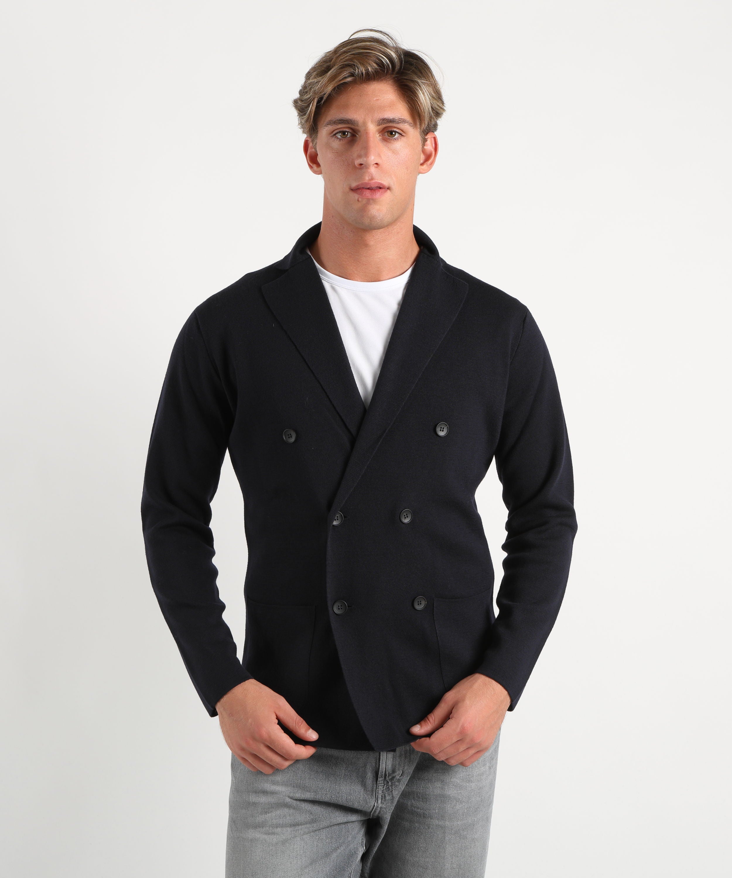 Giacche FILIPPO DE LAURENTIIS Cardigan doppiopetto Navy | FILIPPO DE LAURENTIIS