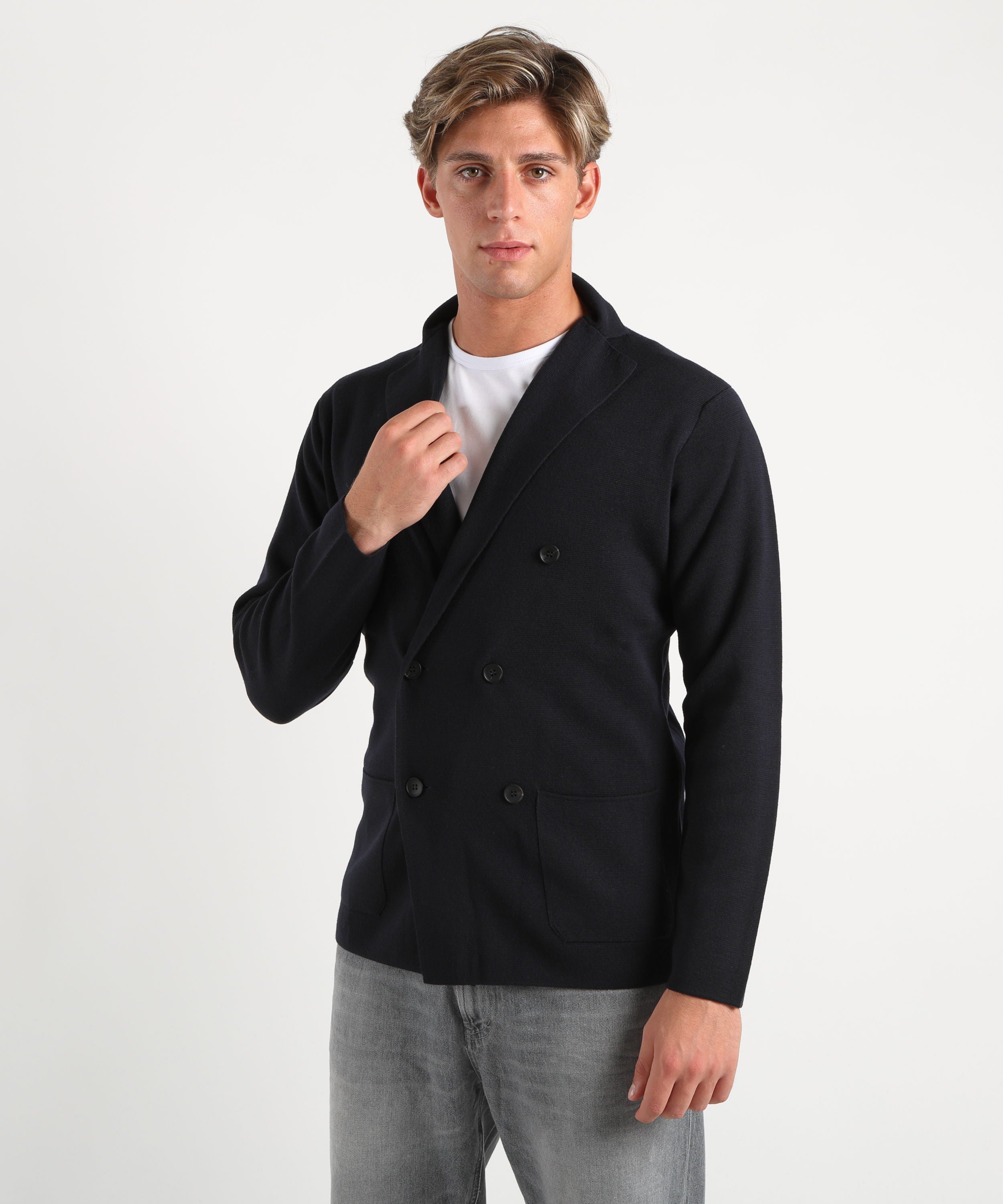 Giacche FILIPPO DE LAURENTIIS Cardigan doppiopetto Navy | FILIPPO DE LAURENTIIS