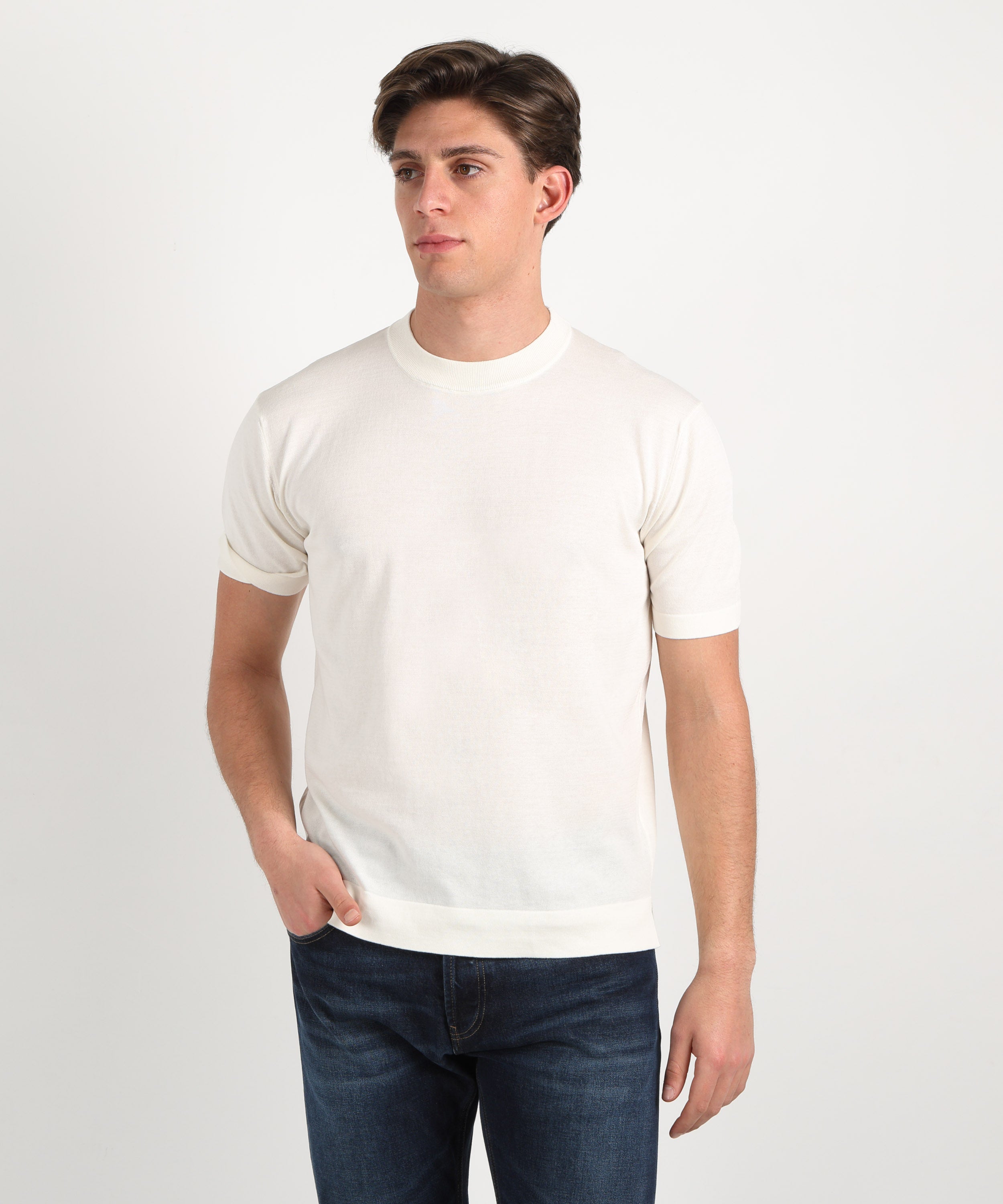 T-shirt FILIPPO DE LAURENTIIS T-shirt in crêpe di cotone Latte | FILIPPO DE LAURENTIIS