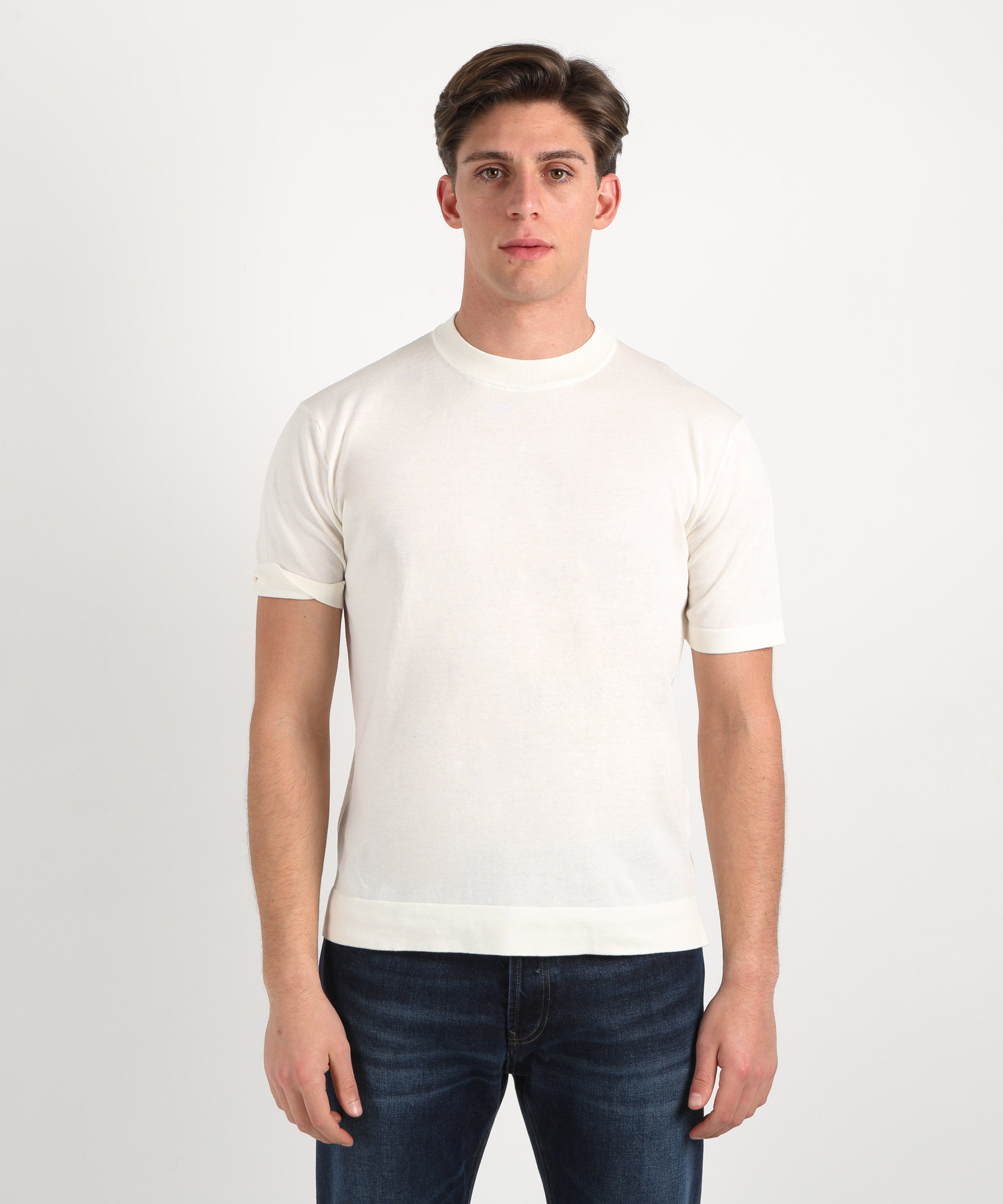 T-shirt FILIPPO DE LAURENTIIS T-shirt in crêpe di cotone Latte | FILIPPO DE LAURENTIIS