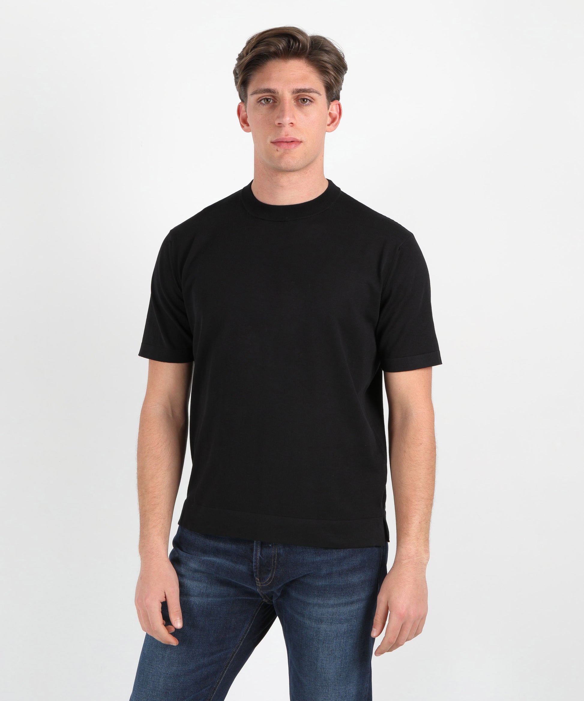 T-shirts FILIPPO DE LAURENTIIS Cotton Crêpe T-Shirt Nero | FILIPPO DE LAURENTIIS