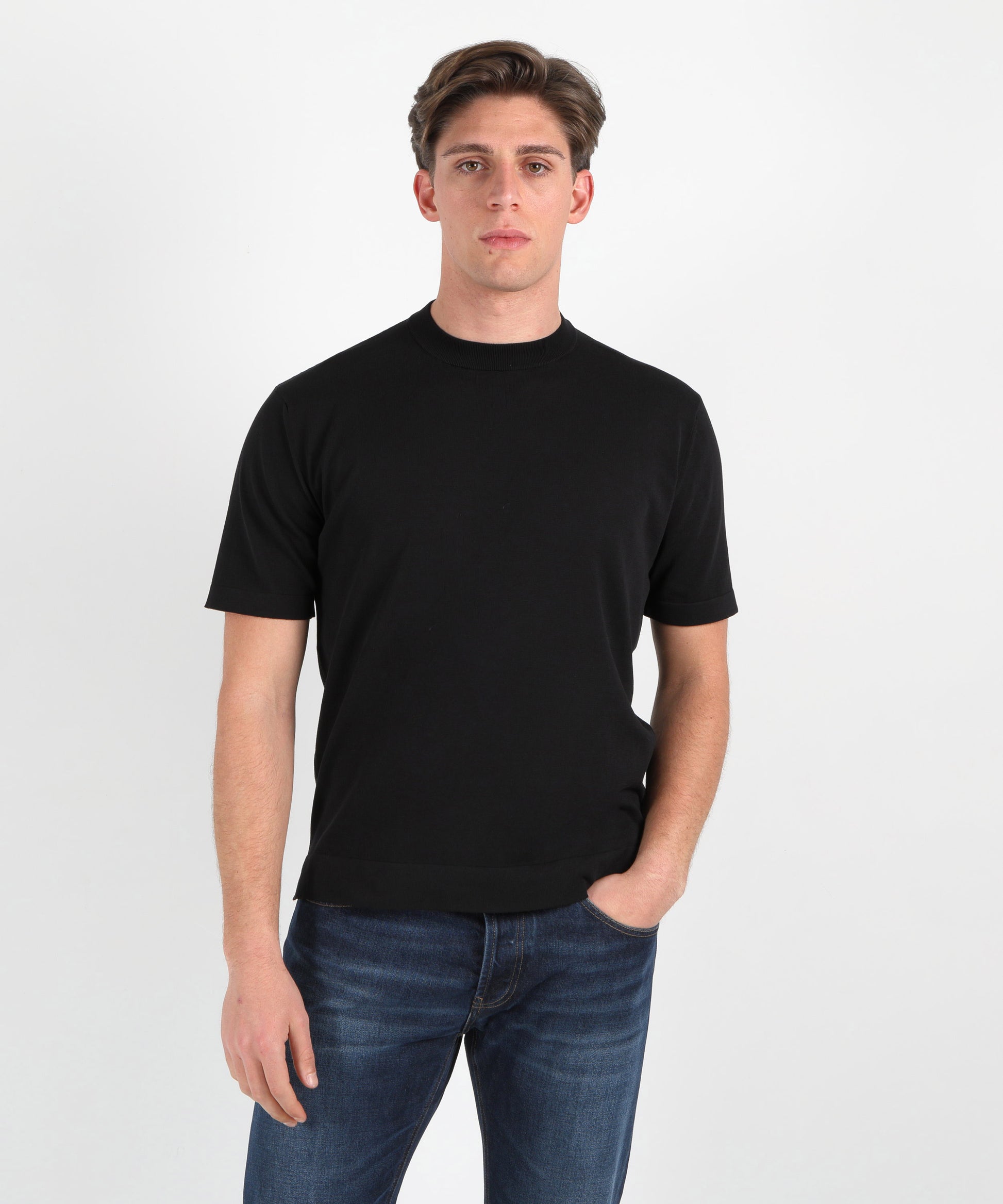 T-shirts FILIPPO DE LAURENTIIS Cotton Crêpe T-Shirt Nero | FILIPPO DE LAURENTIIS