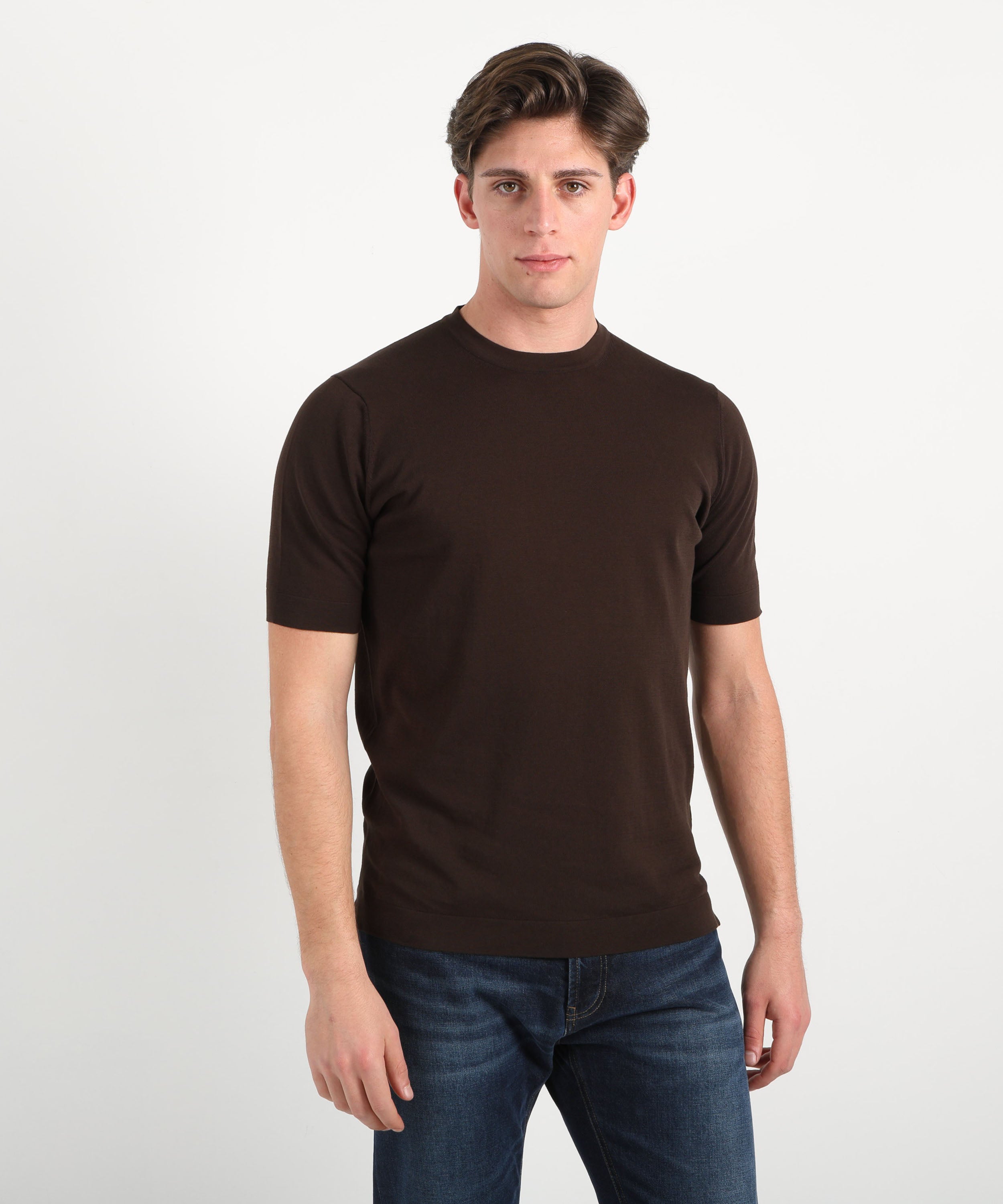 T-shirt FILIPPO DE LAURENTIIS T-shirt in crêpe di cotone Testa di moro | FILIPPO DE LAURENTIIS