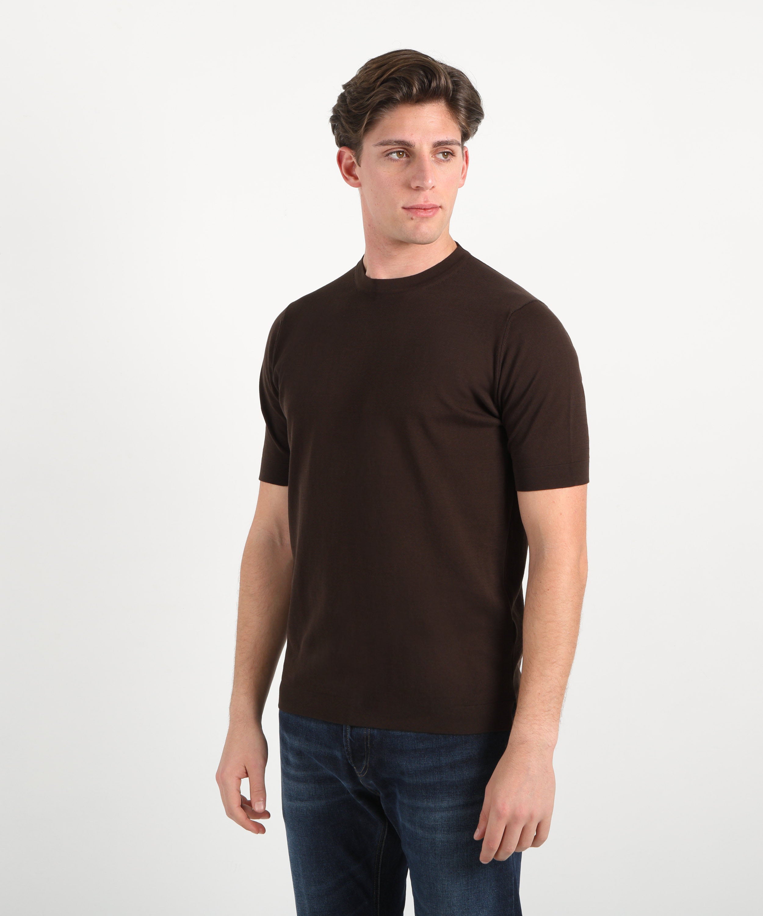 T-shirt FILIPPO DE LAURENTIIS T-shirt in crêpe di cotone Testa di moro | FILIPPO DE LAURENTIIS