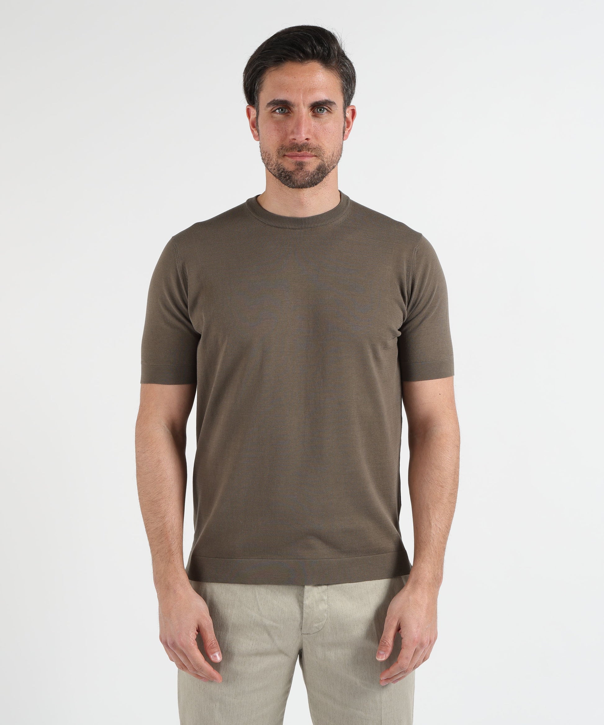 T-shirt FILIPPO DE LAURENTIIS T-shirt in crêpe di cotone Olio | FILIPPO DE LAURENTIIS