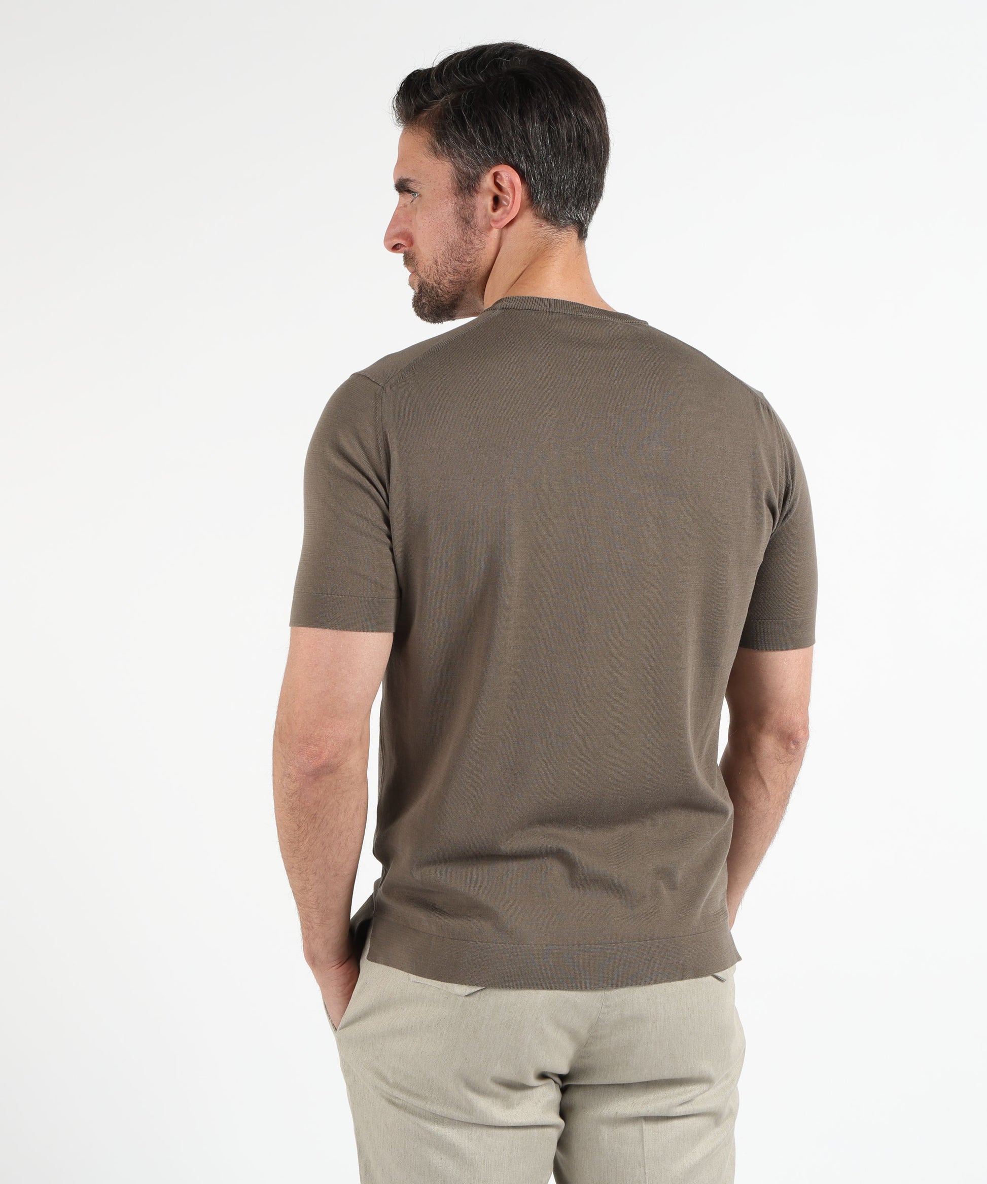 T-shirt FILIPPO DE LAURENTIIS T-shirt in crêpe di cotone Olio | FILIPPO DE LAURENTIIS