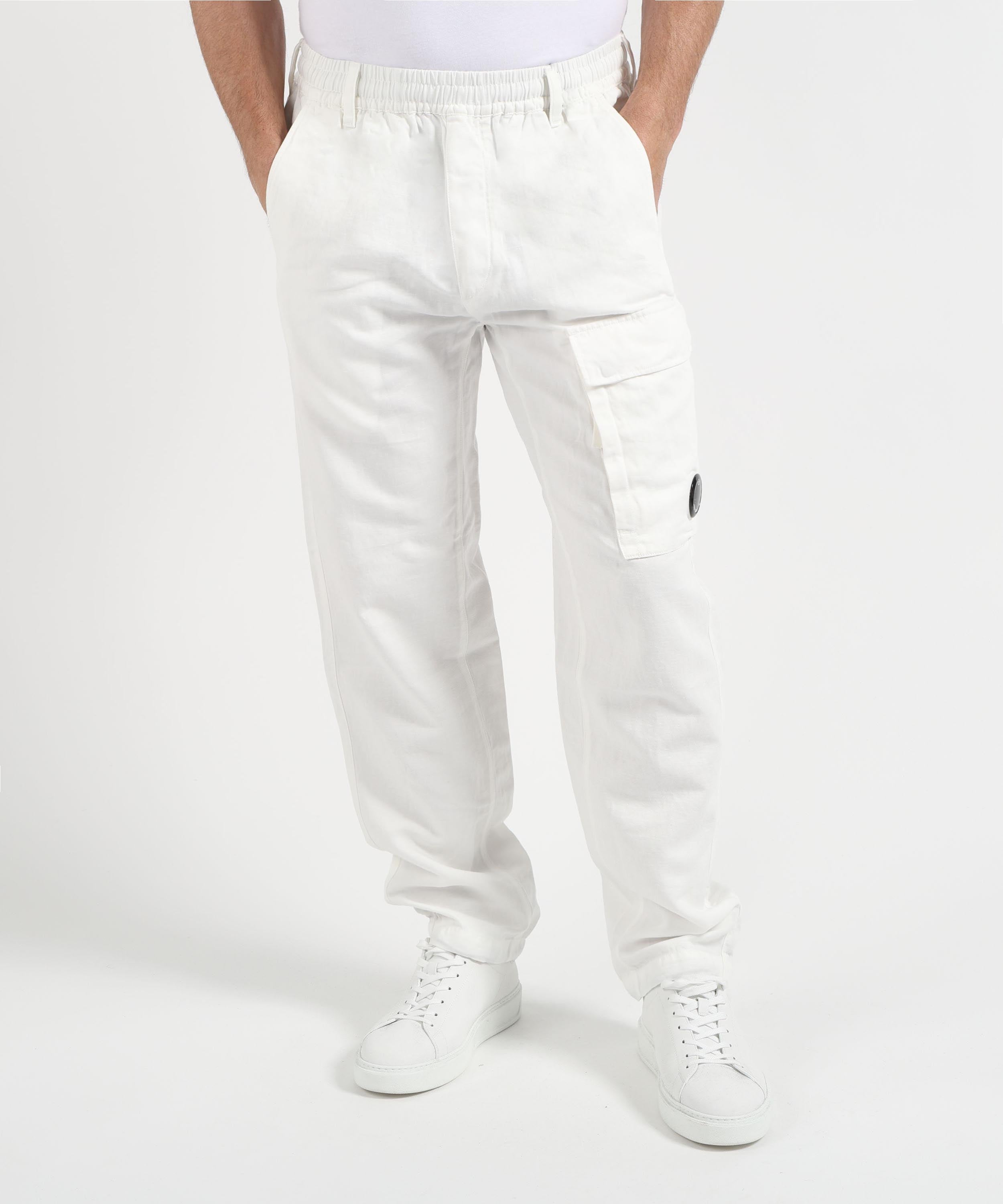 Cargo C.P. COMPANY Cotton Rip-Stop Boxy Lens Cargo Pants Bianco | C.P. COMPANY