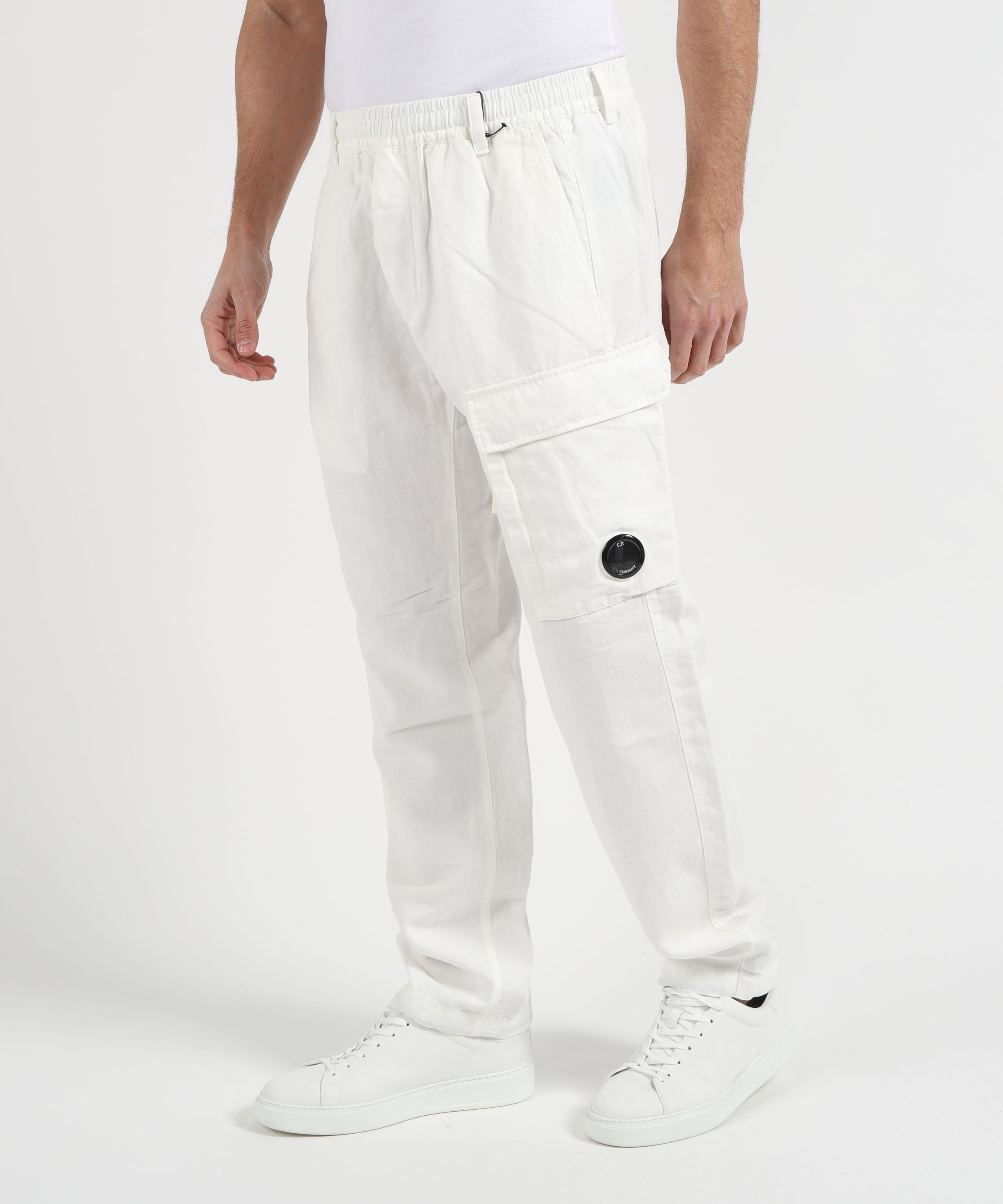 Cargo C.P. COMPANY Cotton Rip-Stop Boxy Lens Cargo Pants Bianco | C.P. COMPANY