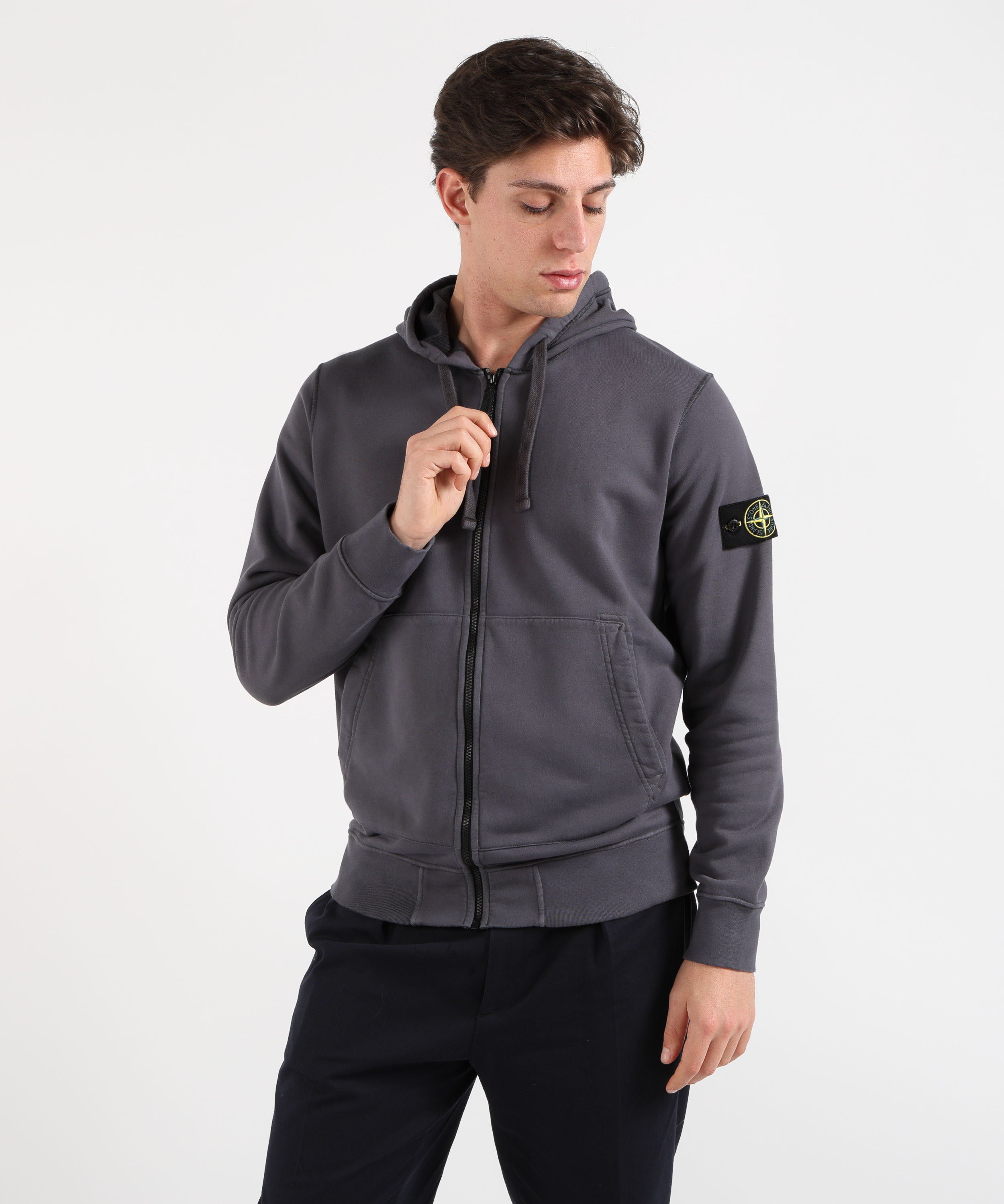Felpe STONE ISLAND Felpa vestibilità regular con cappuccio, zip e tasche Blu/grigio | STONE ISLAND