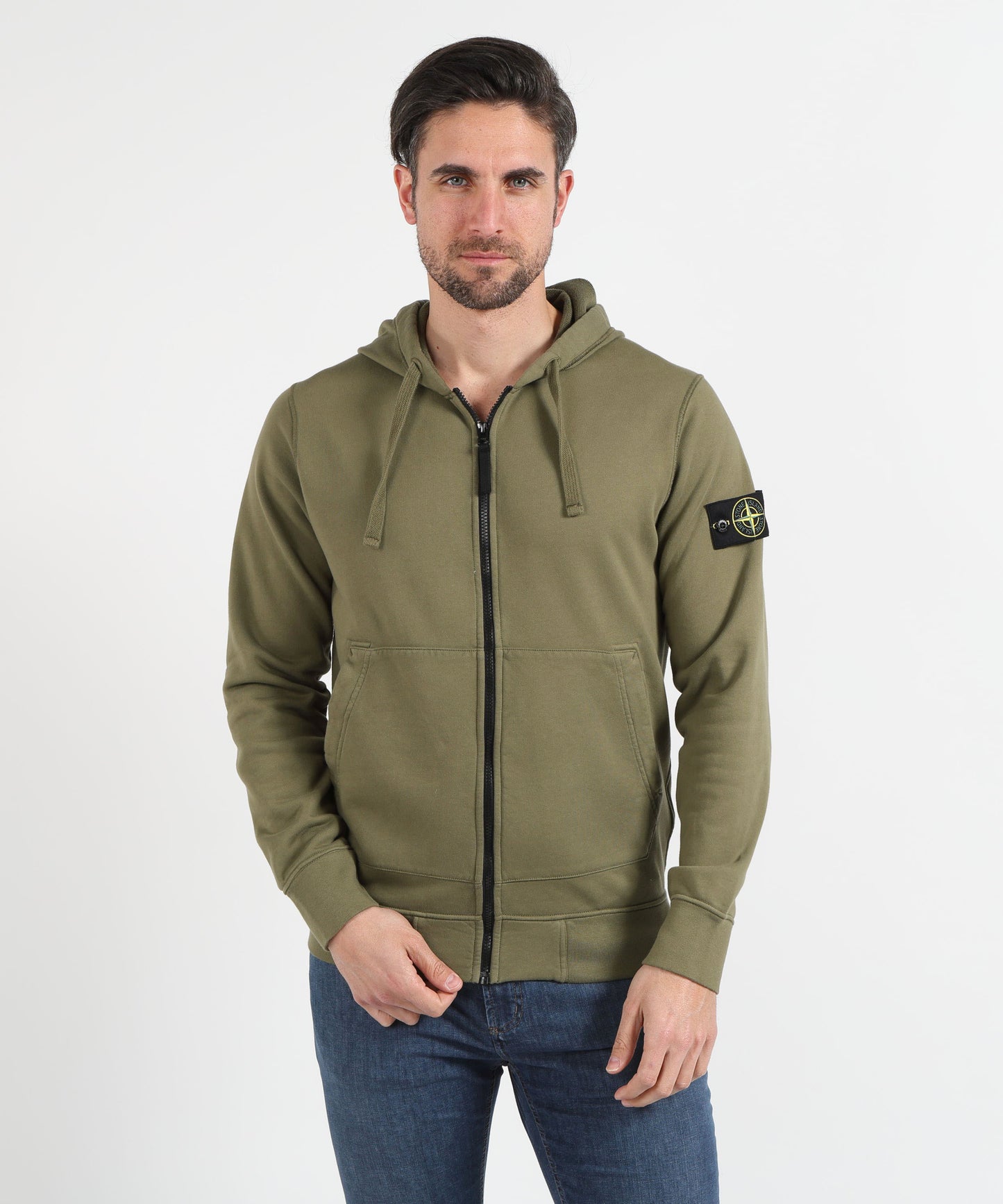 STONE ISLAND Felpa vestibilità regular con cappuccio, zip e tasche