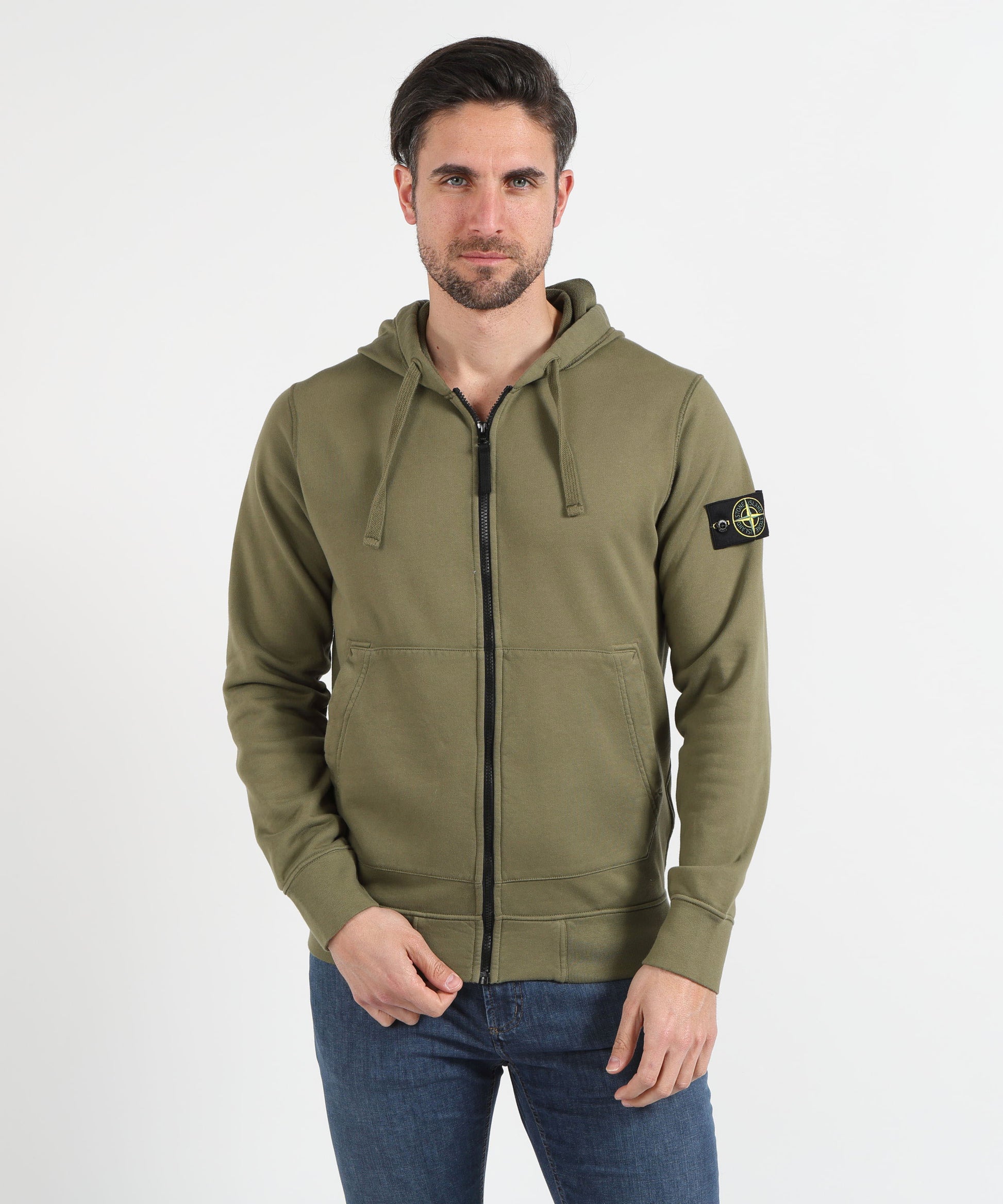 Felpe STONE ISLAND Felpa vestibilità regular con cappuccio, zip e tasche Militare | STONE ISLAND