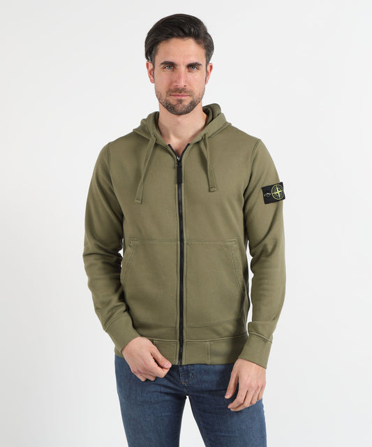 Felpe STONE ISLAND Felpa vestibilità regular con cappuccio, zip e tasche Militare | STONE ISLAND