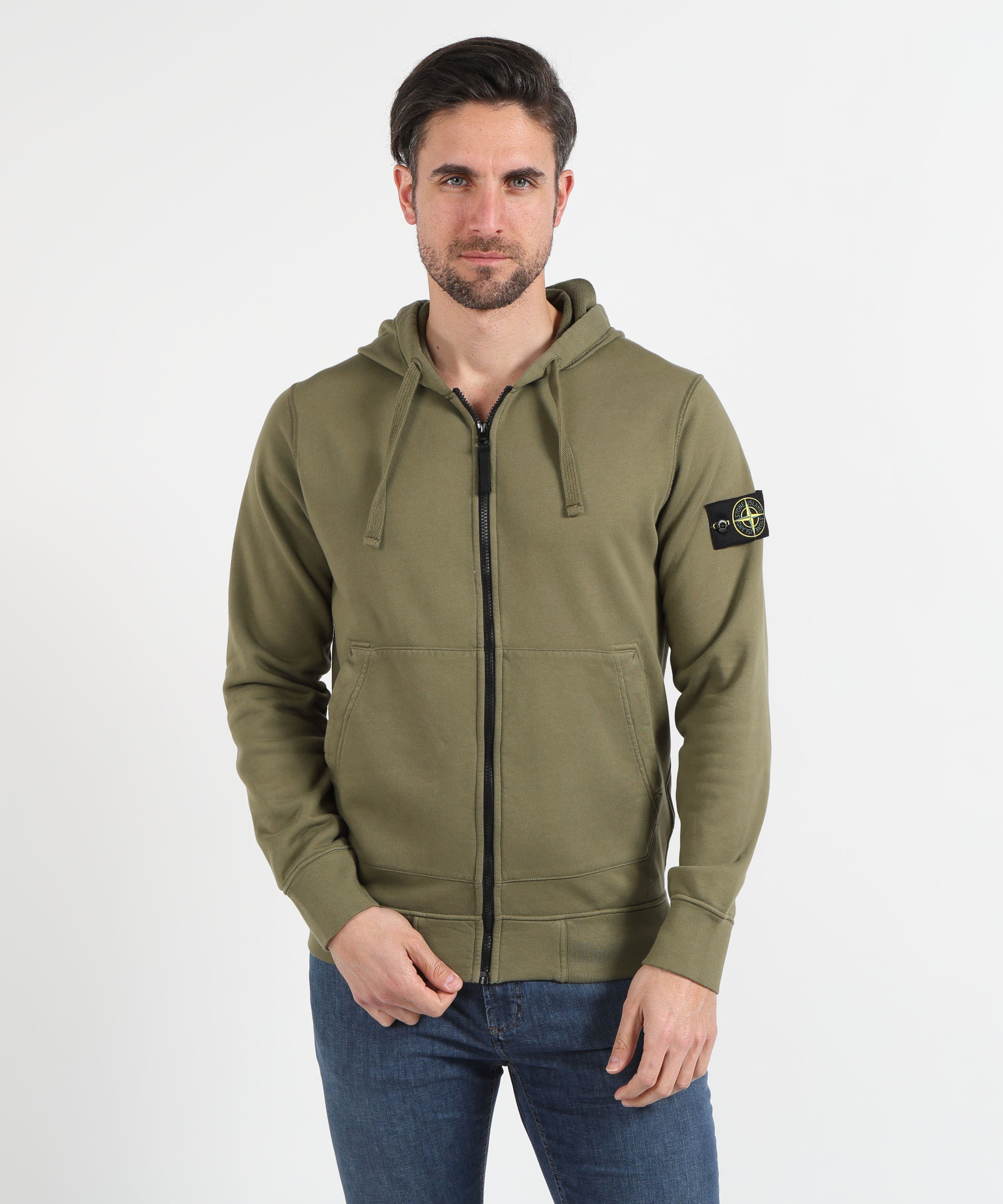 Felpe STONE ISLAND Felpa vestibilità regular con cappuccio, zip e tasche Militare | STONE ISLAND