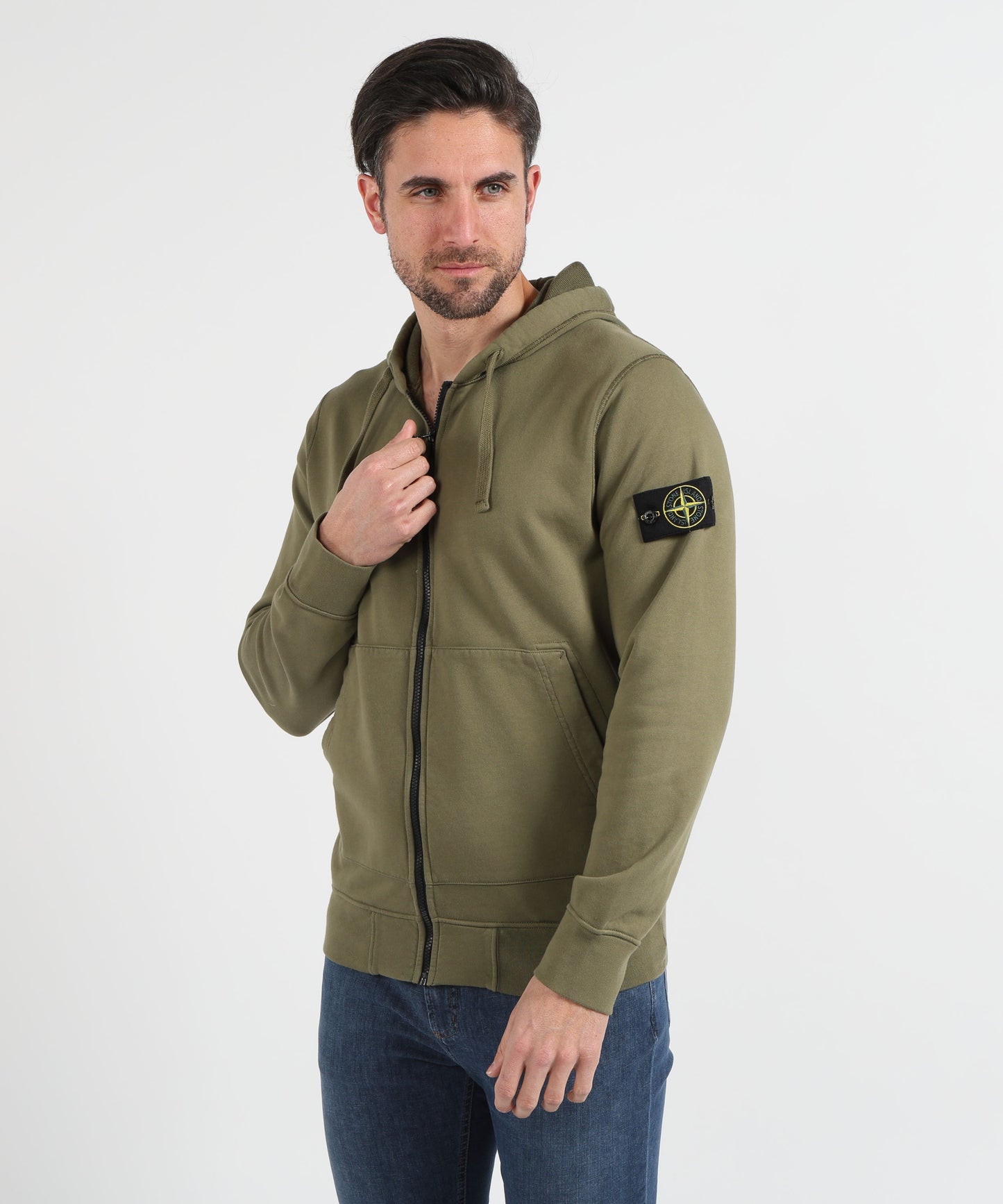 STONE ISLAND Felpa vestibilità regular con cappuccio, zip e tasche