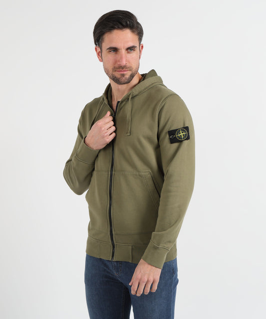 Felpe STONE ISLAND Felpa vestibilità regular con cappuccio, zip e tasche Militare | STONE ISLAND