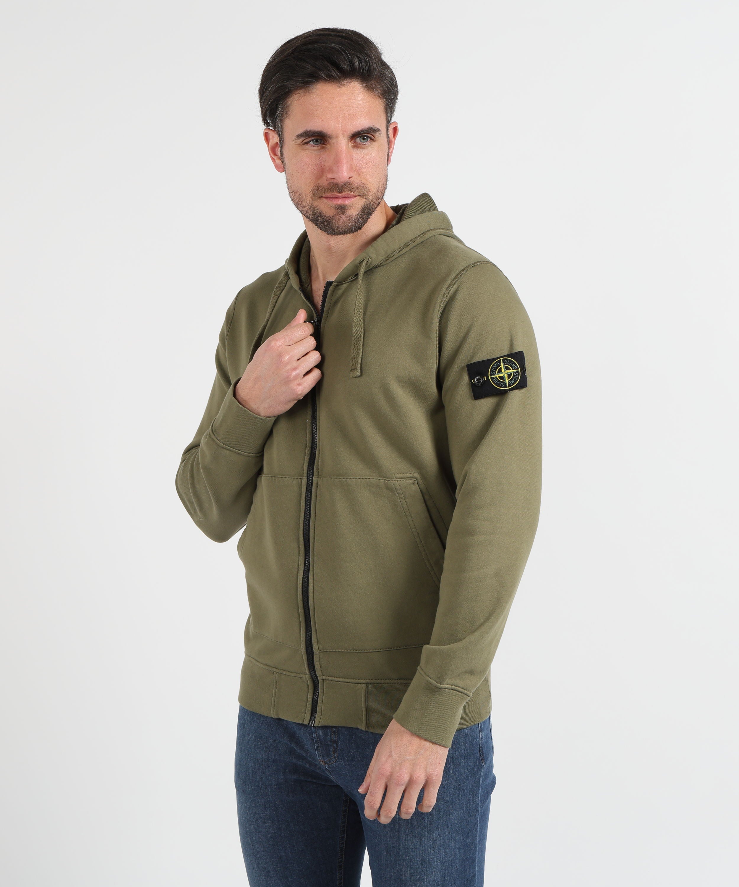 Felpe STONE ISLAND Felpa vestibilità regular con cappuccio, zip e tasche Militare | STONE ISLAND