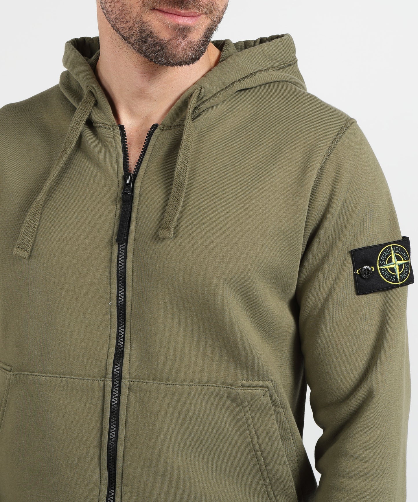 STONE ISLAND Felpa vestibilità regular con cappuccio, zip e tasche