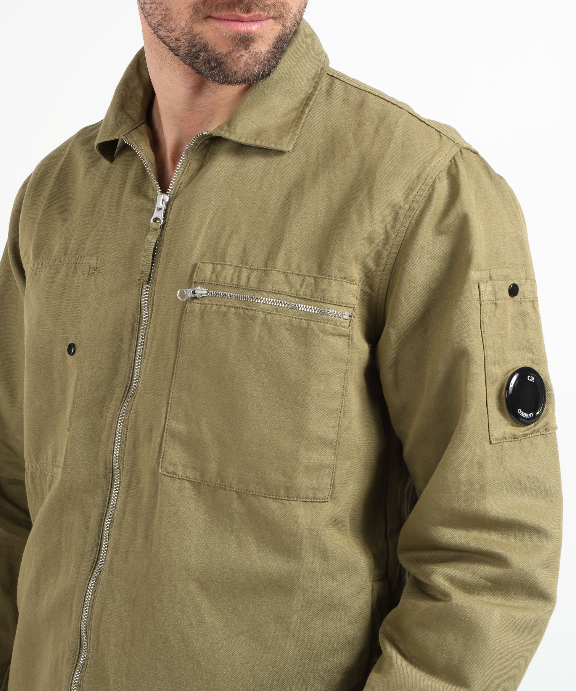 Jackets C.P. COMPANY Lightweight shirt with jewel stripes Verde | C.P. COMPANY
