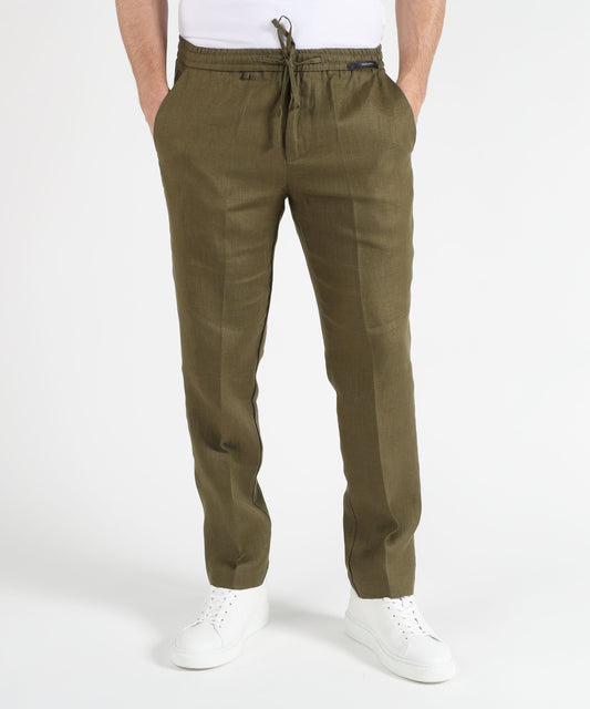 Pantaloni MICHAEL COAL Pantalone in lino Oliva | MICHAEL COAL