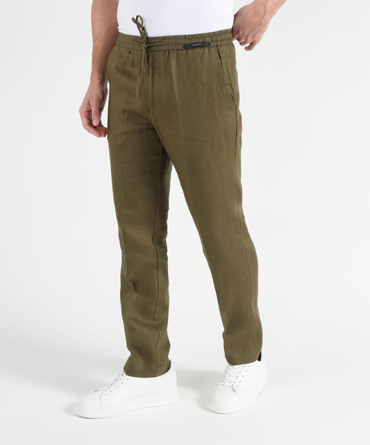 Pantaloni MICHAEL COAL Pantalone in lino Oliva | MICHAEL COAL