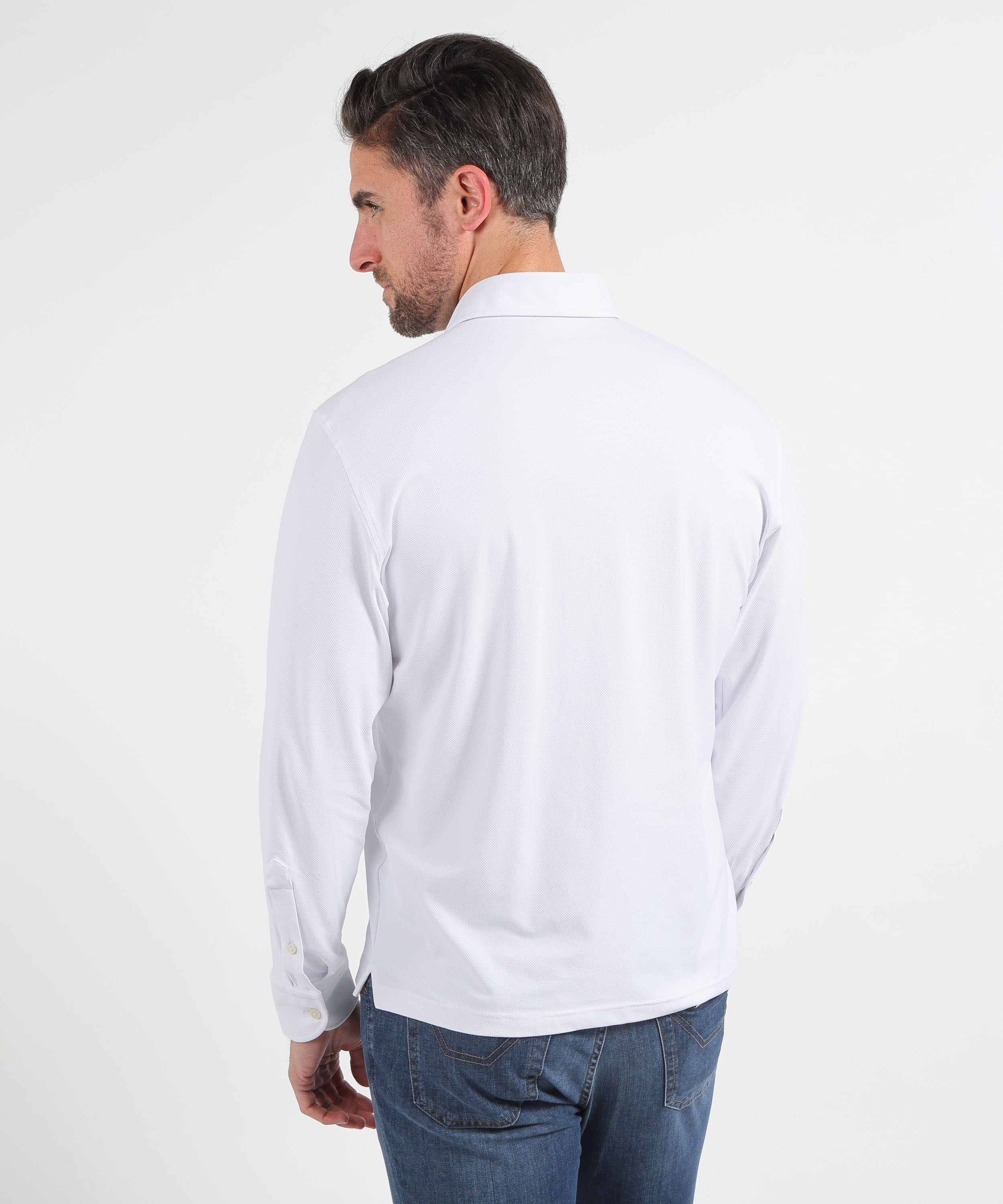 Polo shirts GHIRARDELLI Men’s 3-button polo/shirt – perforated effect Bianco | GHIRARDELLI