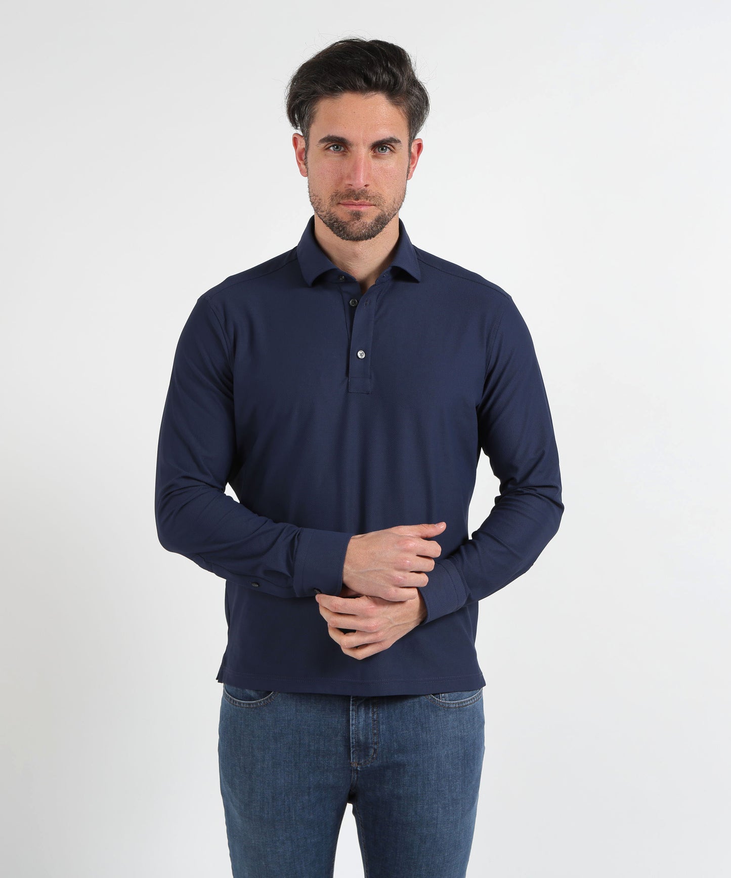 GHIRARDELLI Men’s 3-button polo/shirt – perforated effect