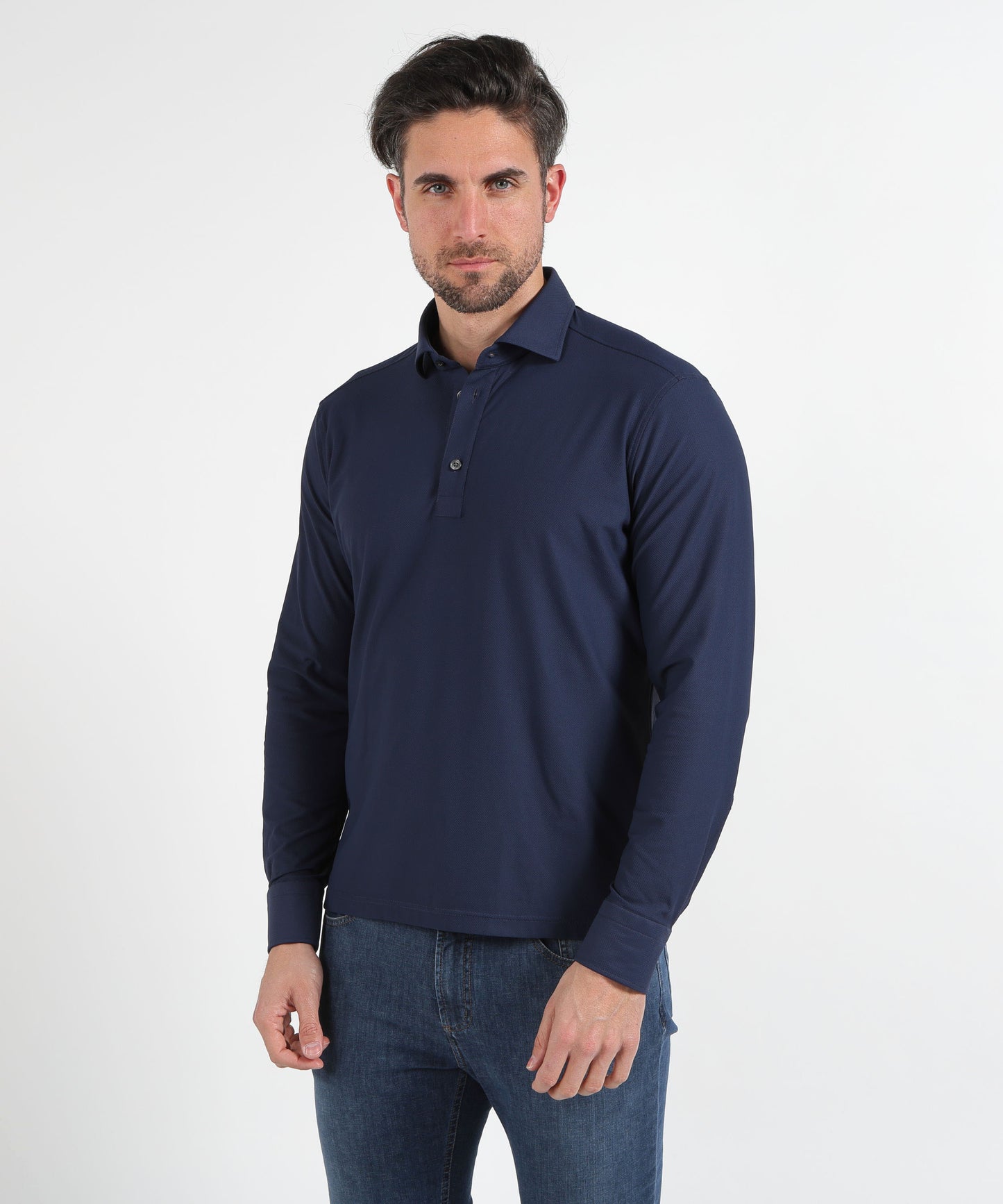 GHIRARDELLI Men’s 3-button polo/shirt – perforated effect