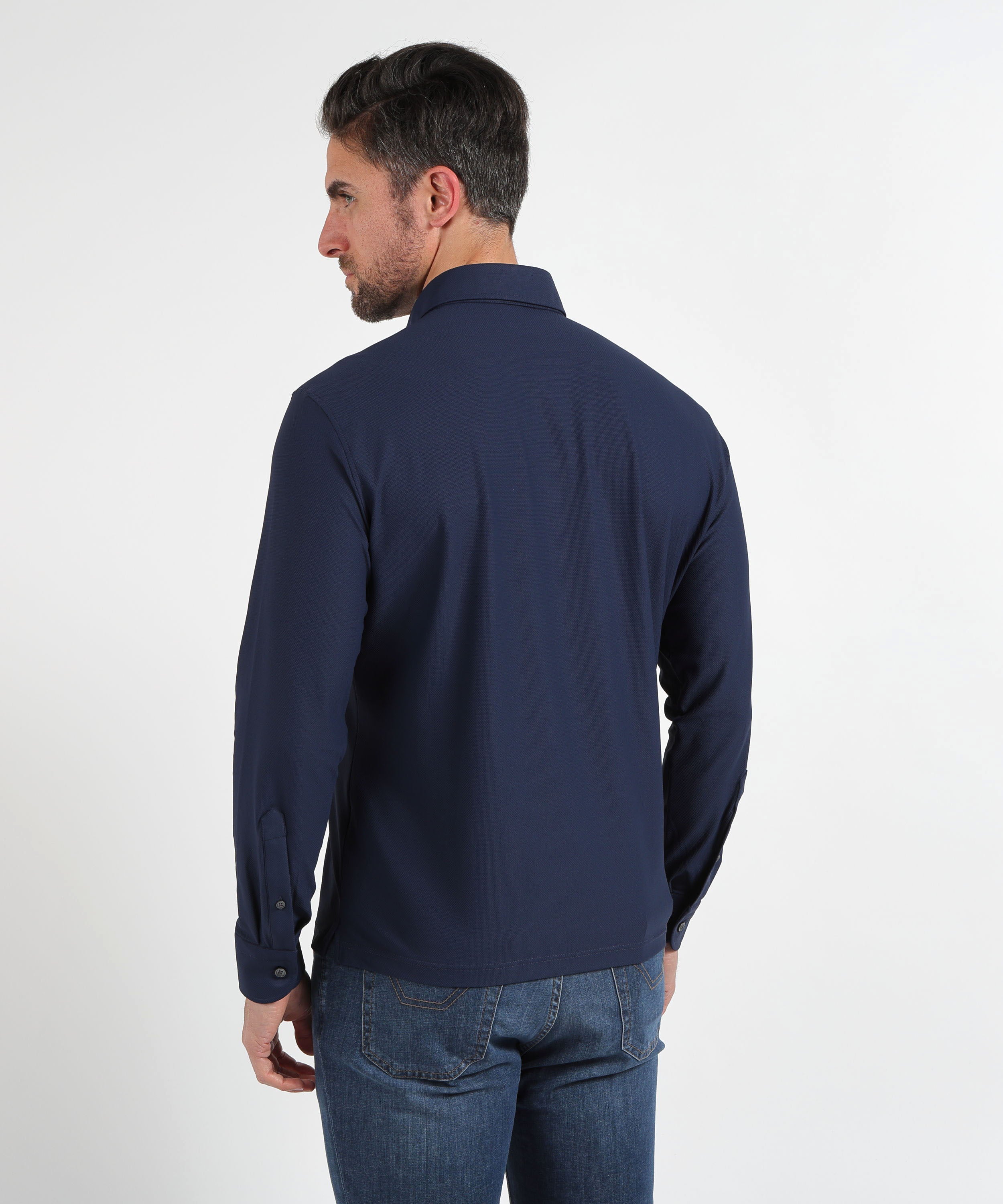 Polo shirts GHIRARDELLI Men’s 3-button polo/shirt – perforated effect Blu | GHIRARDELLI