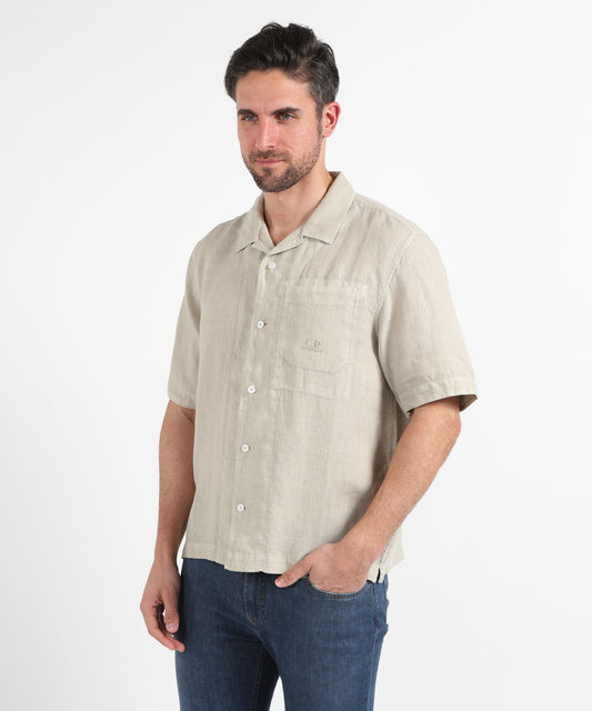 Camicie C.P. COMPANY Camicia uomo over in lino Grigio | C.P. COMPANY