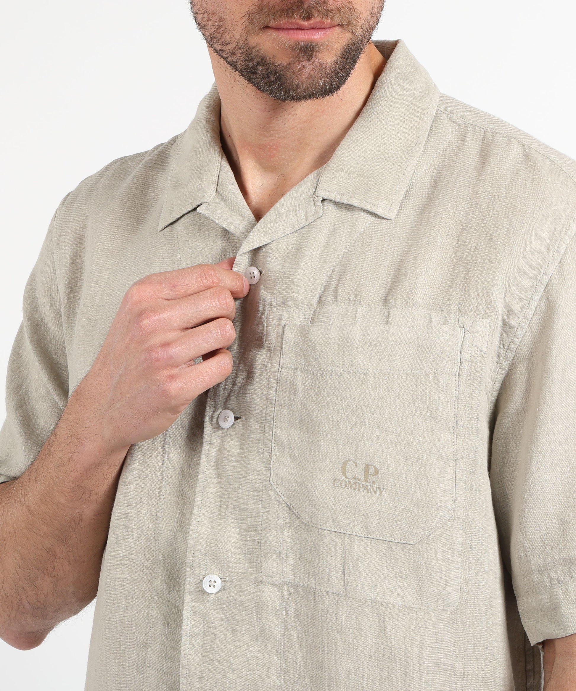Shirts C.P. COMPANY Men's linen overshirt Grigio | C.P. COMPANY