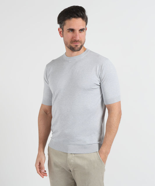 Maglie FILIPPO DE LAURENTIIS T-shirt girocollo uomo in seta Perla | FILIPPO DE LAURENTIIS