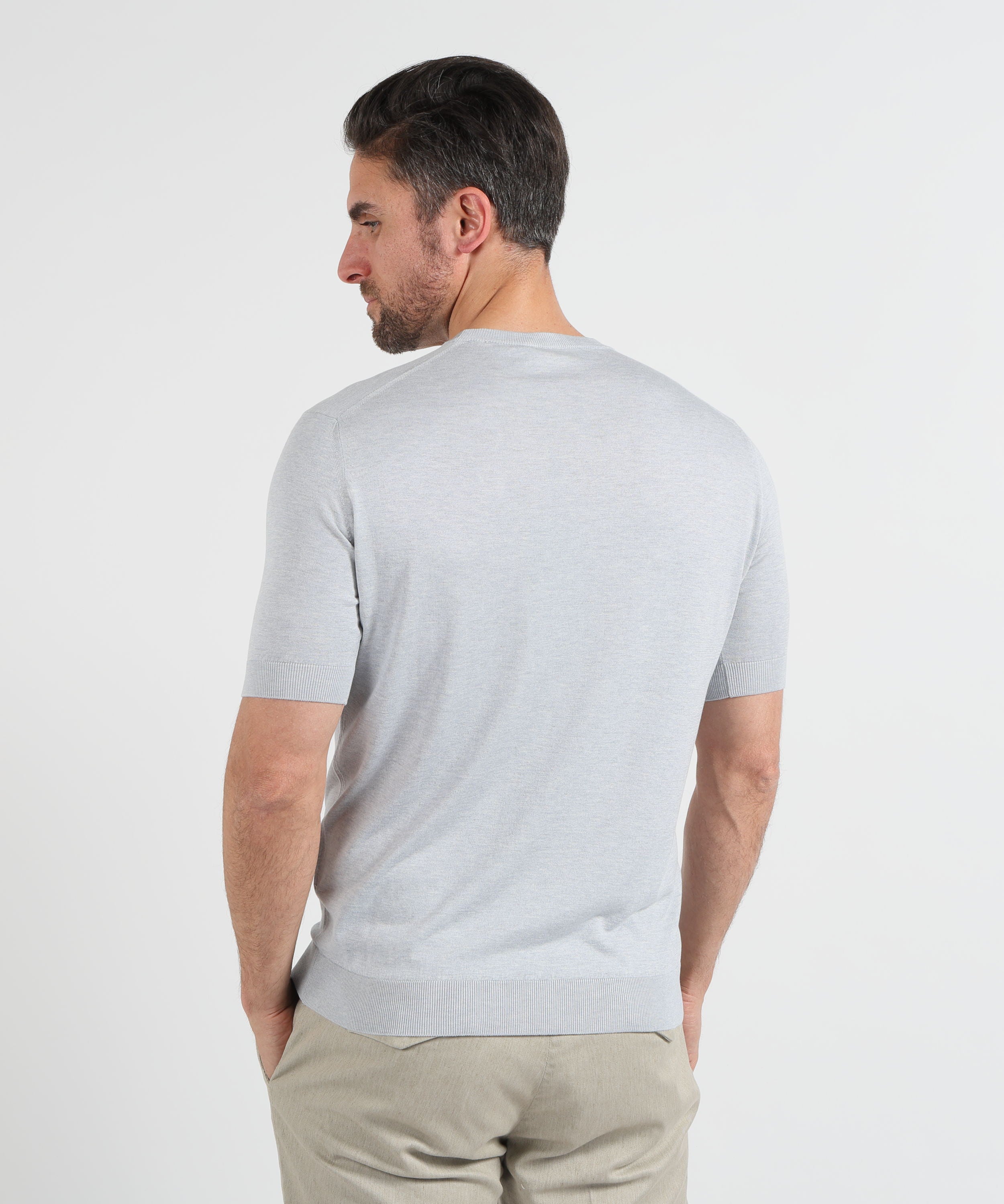 Maglie FILIPPO DE LAURENTIIS T-shirt girocollo uomo in seta Perla | FILIPPO DE LAURENTIIS