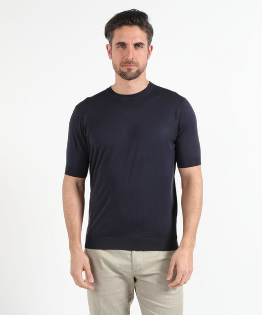 Maglie FILIPPO DE LAURENTIIS T-shirt girocollo uomo in seta Oltremare | FILIPPO DE LAURENTIIS
