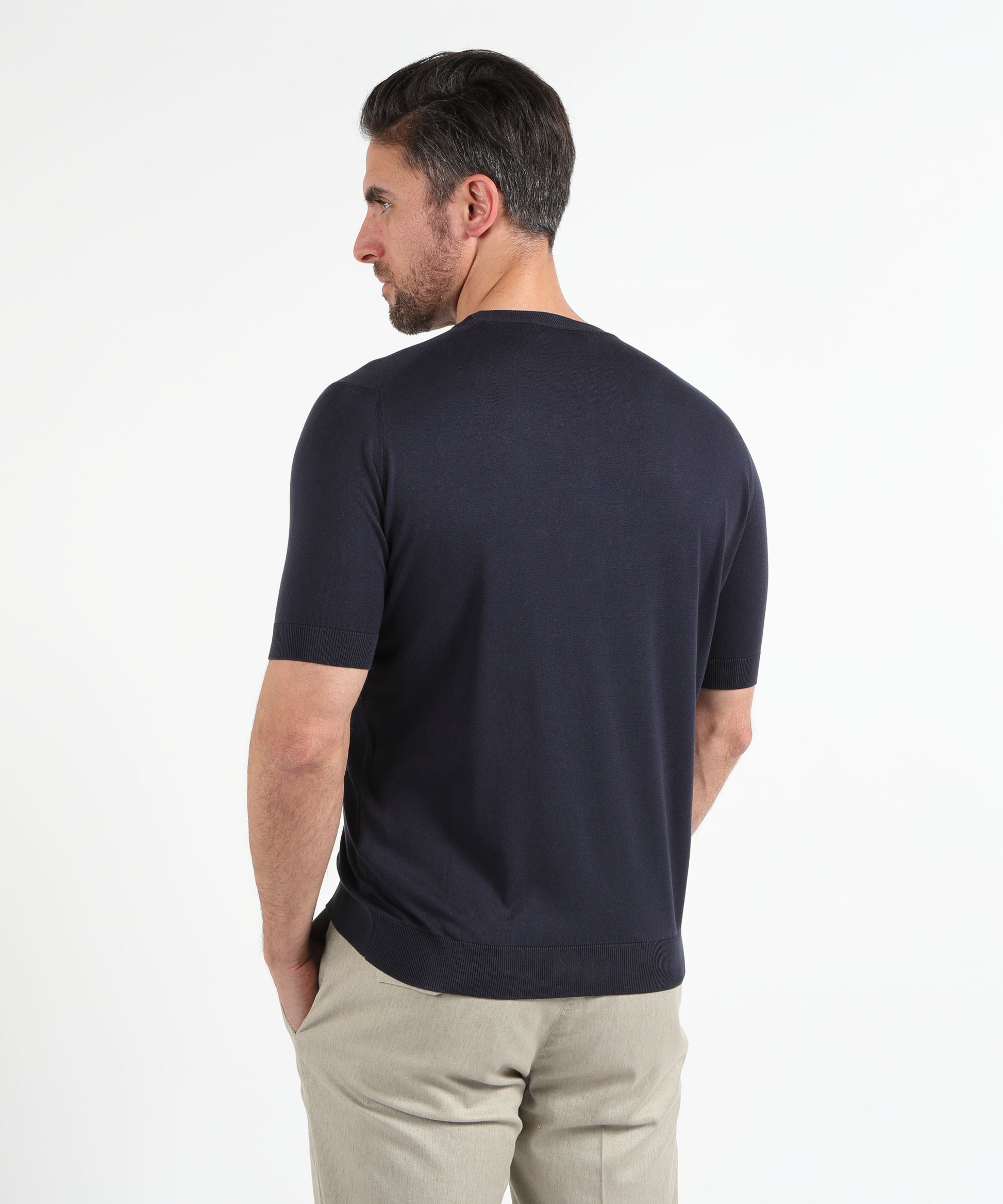 Maglie FILIPPO DE LAURENTIIS T-shirt girocollo uomo in seta Oltremare | FILIPPO DE LAURENTIIS