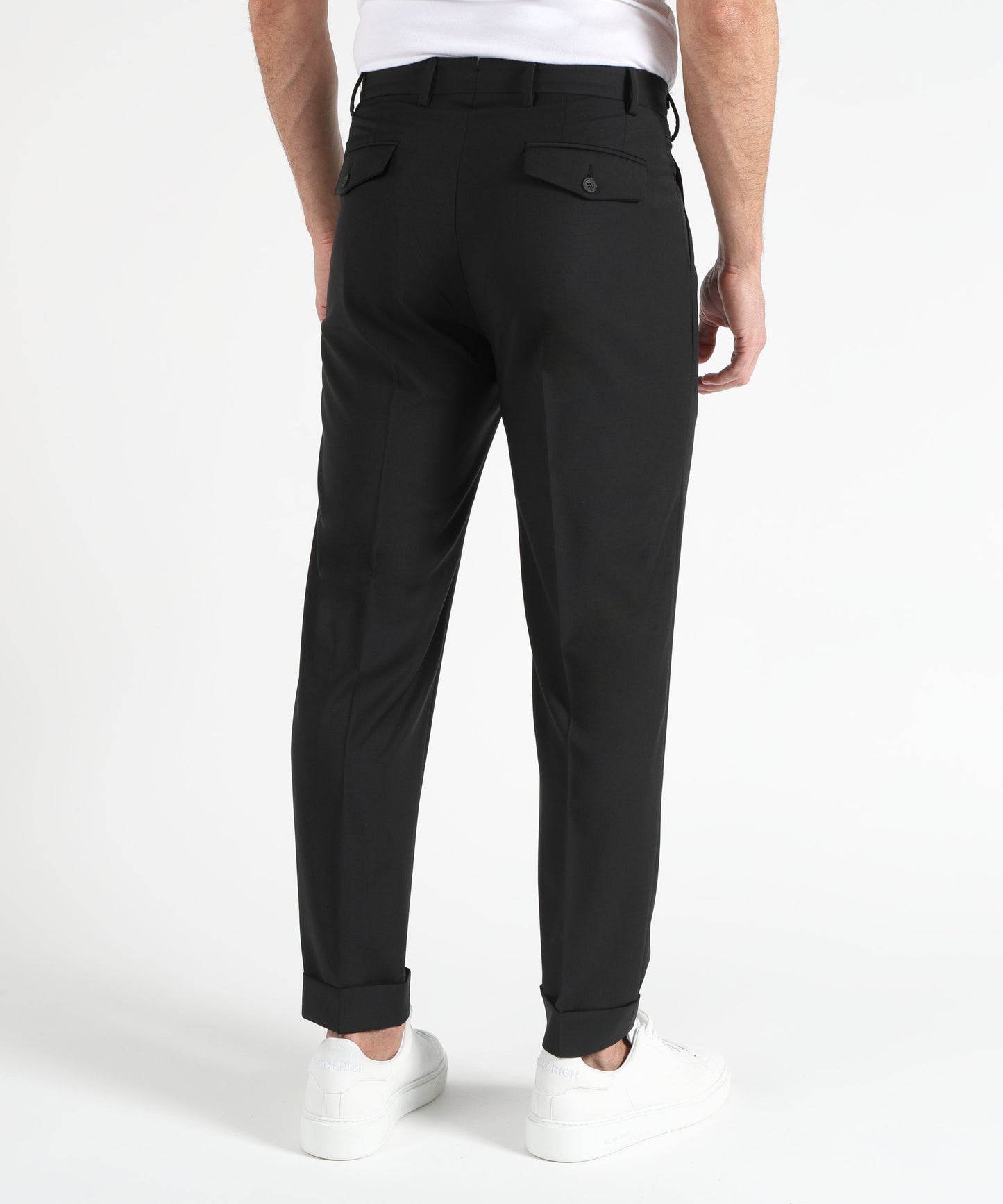 MARINO Tailored Trousers with Double Pleats, Slanted Pockets and Turn-Up Hem