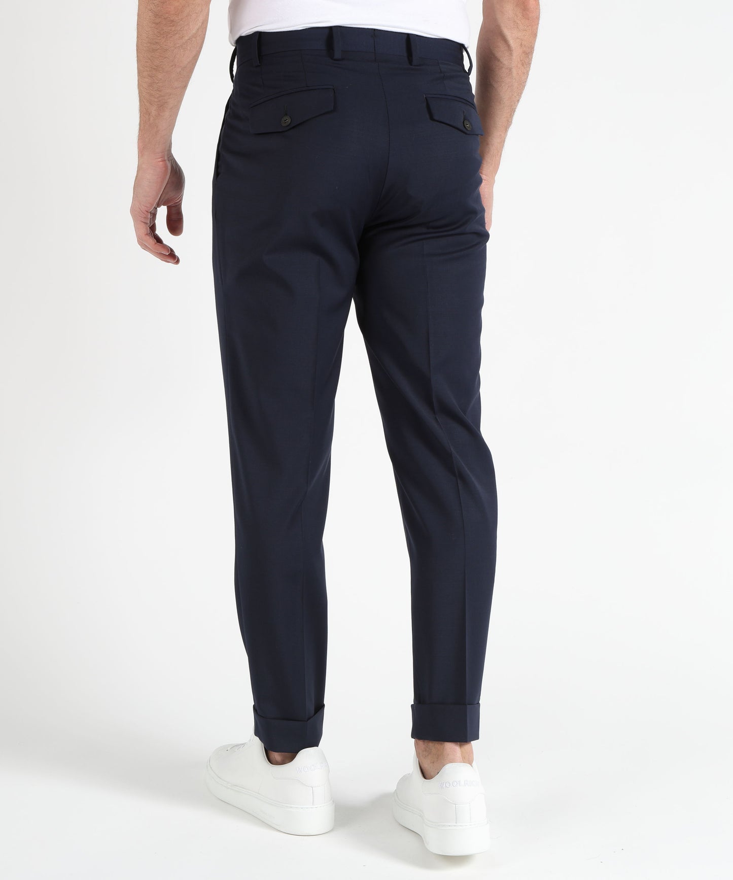 MARINO Tailored Trousers with Double Pleats, Slanted Pockets and Turn-Up Hem