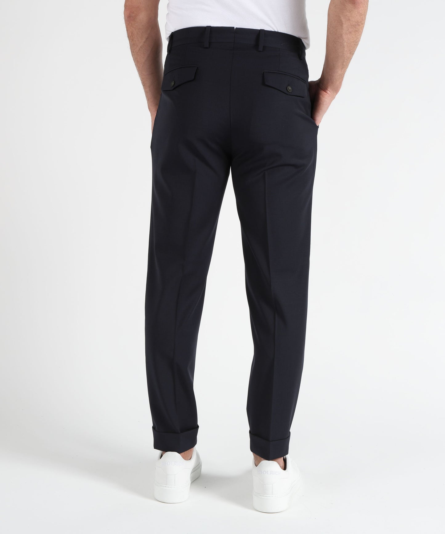 MARINO Tailored Trousers with Double Pleats, Slanted Pockets and Turn-Up Hem