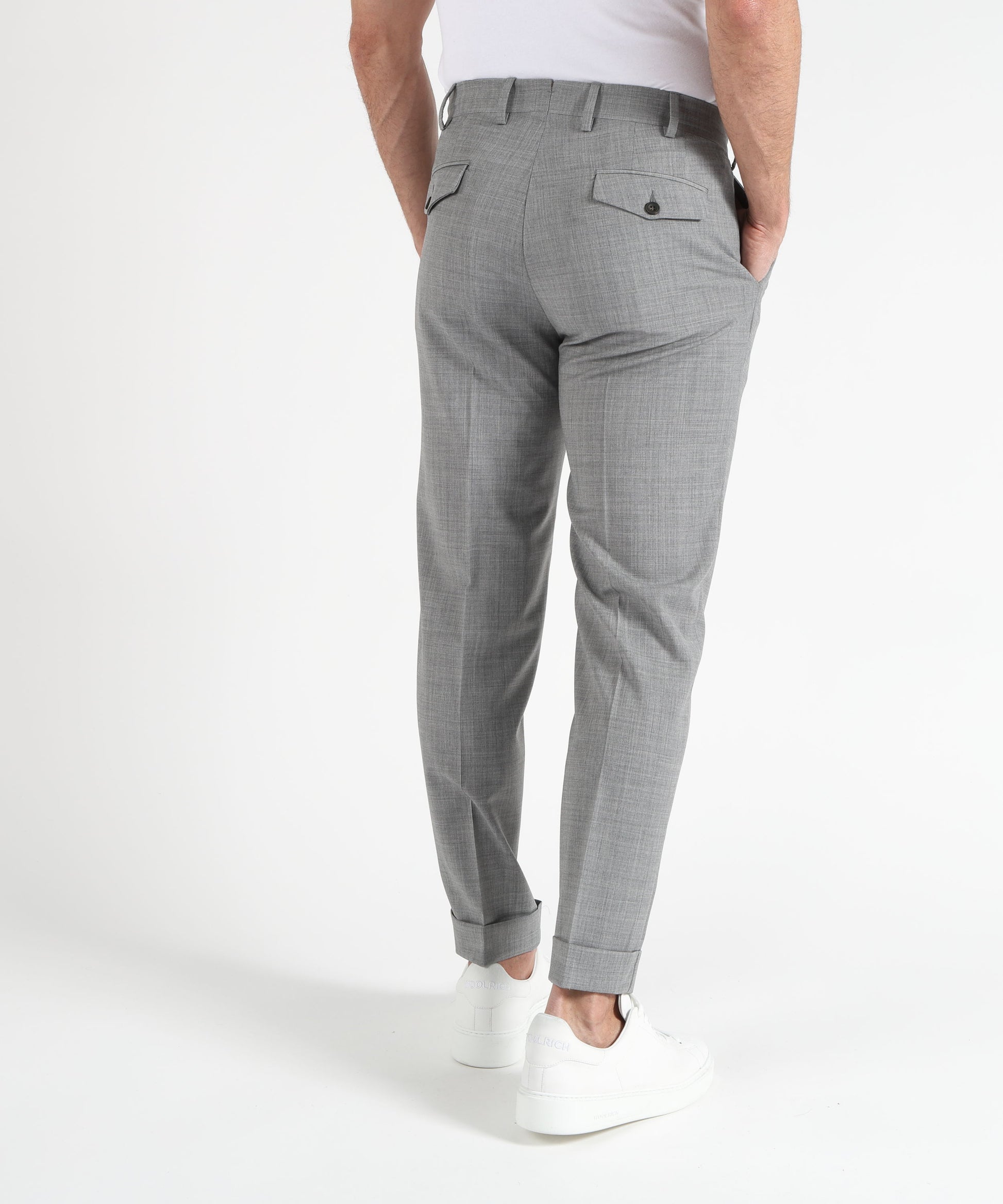 Trousers MARINO Tailored Trousers with Double Pleats, Slanted Pockets and Turn-Up Hem Grigio | MARINO