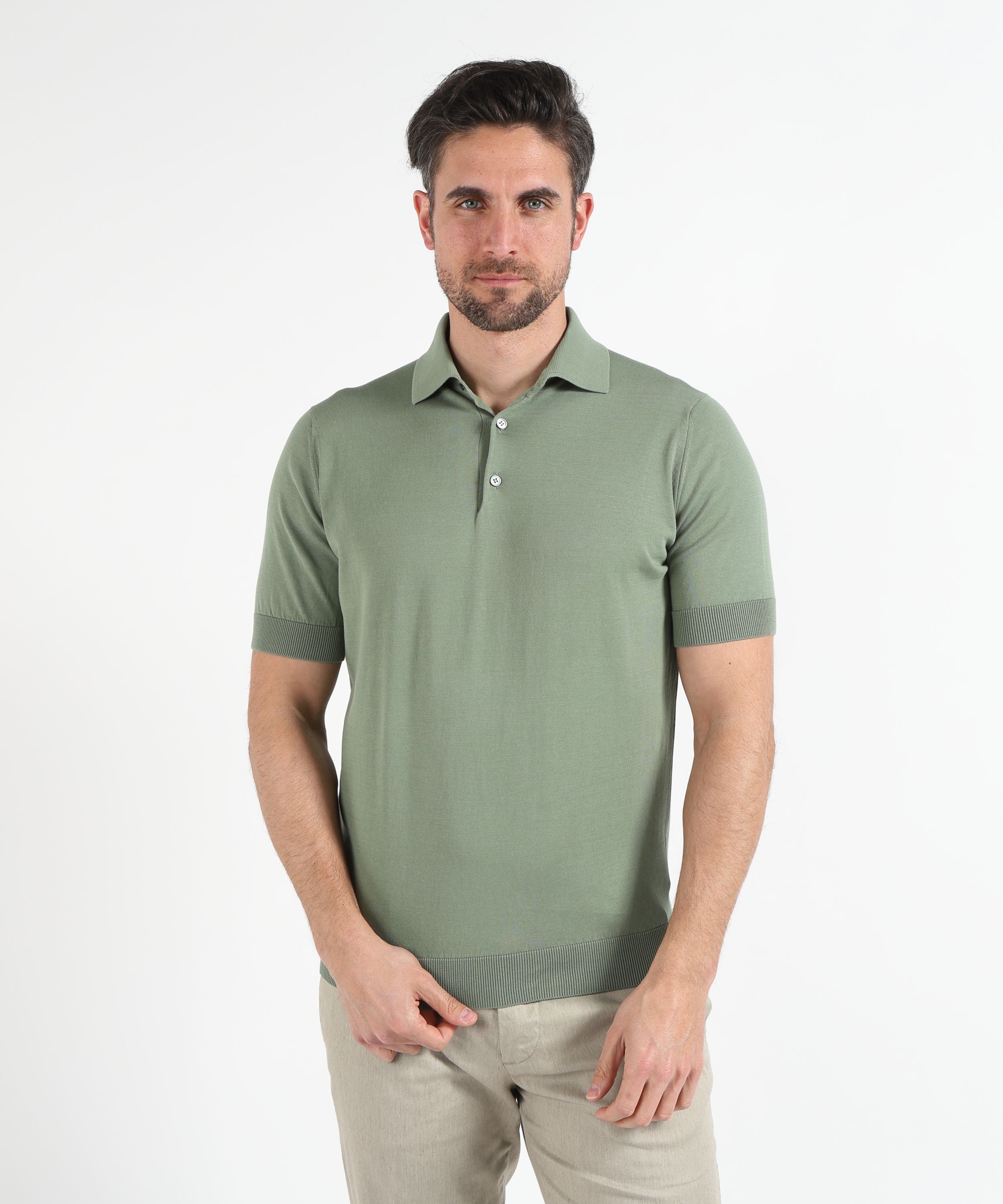 Polo FILIPPO DE LAURENTIIS Polo manica corta 3 bottoni Salvia | FILIPPO DE LAURENTIIS