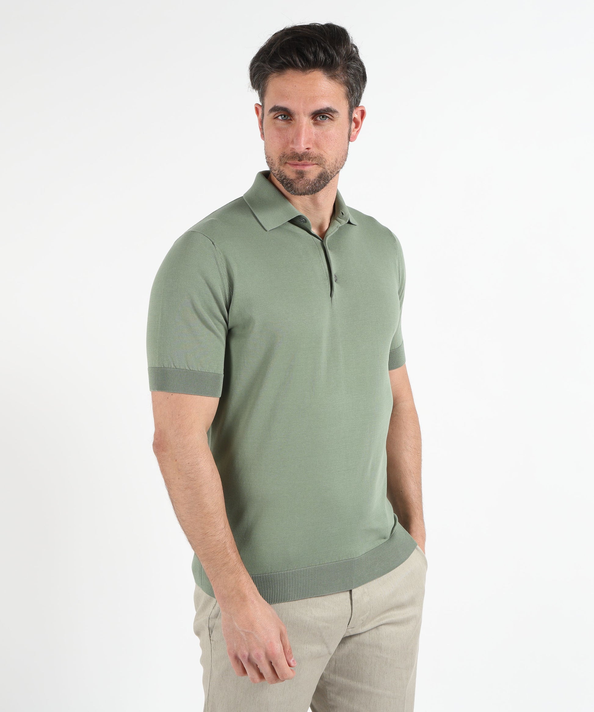 Polo FILIPPO DE LAURENTIIS Polo manica corta 3 bottoni Salvia | FILIPPO DE LAURENTIIS