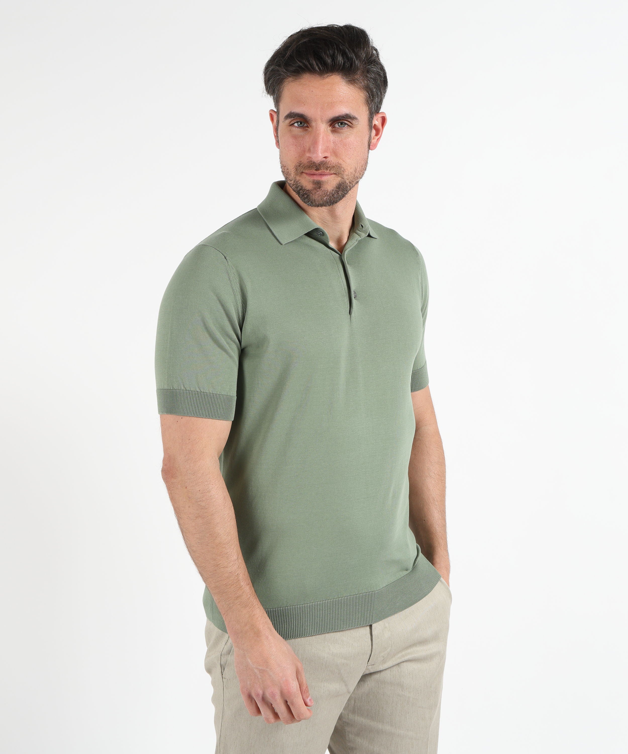 Polo FILIPPO DE LAURENTIIS Polo manica corta 3 bottoni Salvia | FILIPPO DE LAURENTIIS