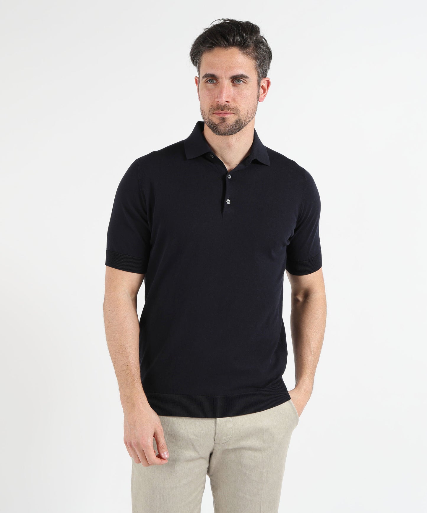 FILIPPO DE LAURENTIIS Short Sleeve 3-Button Polo Shirt