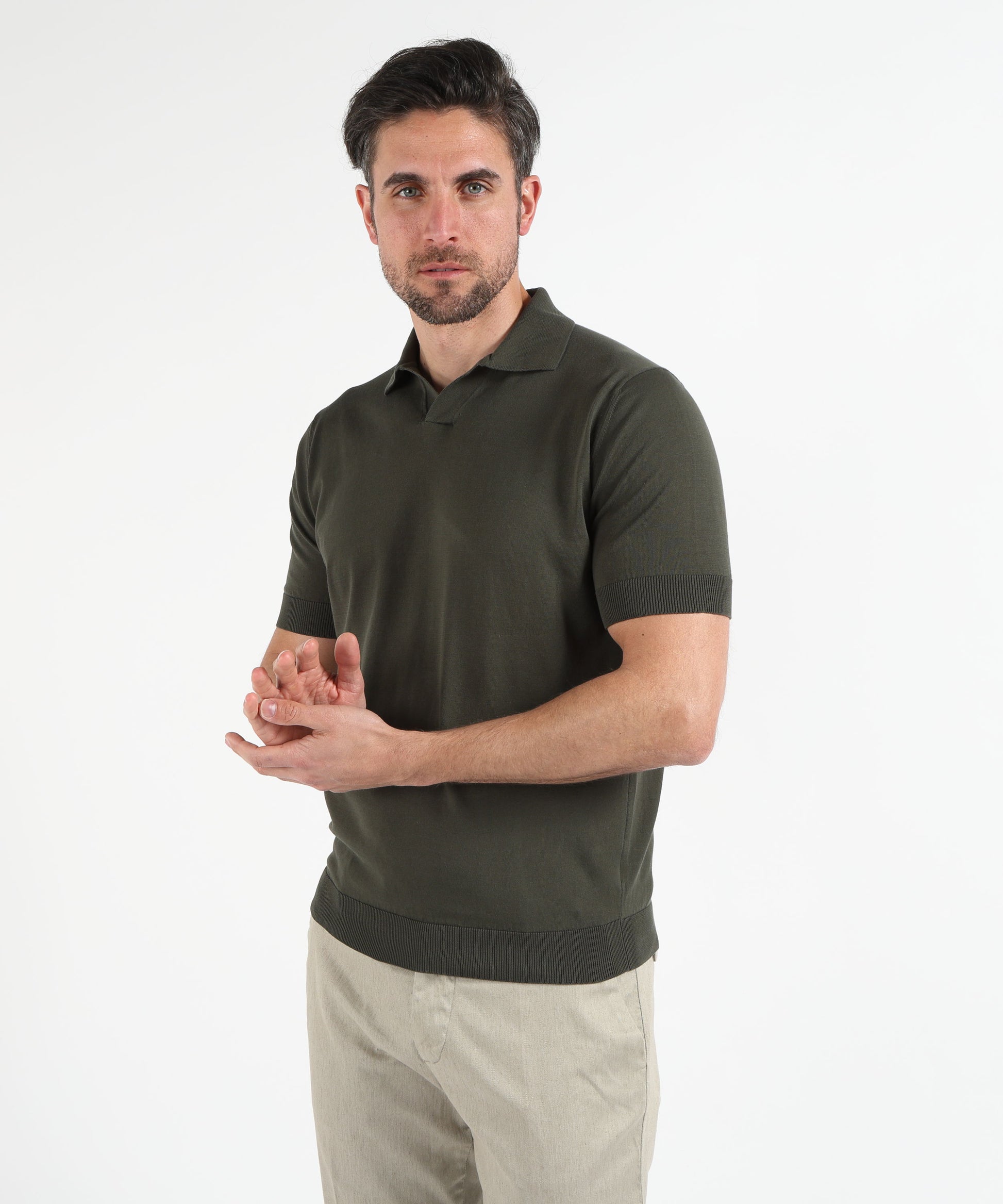 Polo shirts FILIPPO DE LAURENTIIS Cotton Bowling Collar Polo Shirt Militare | FILIPPO DE LAURENTIIS