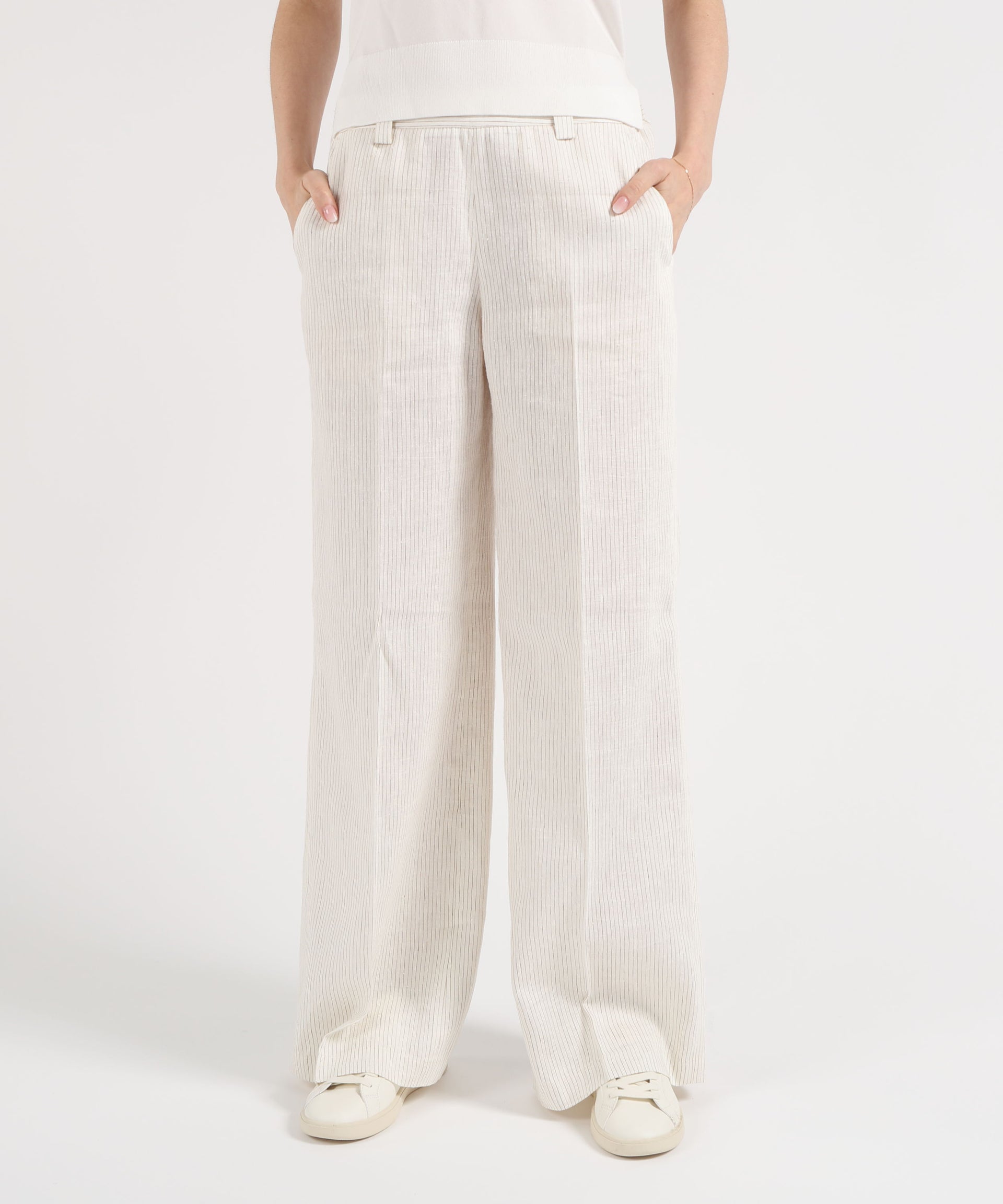 SEVENTY Pantalone ampio semielasticato in voile unito
