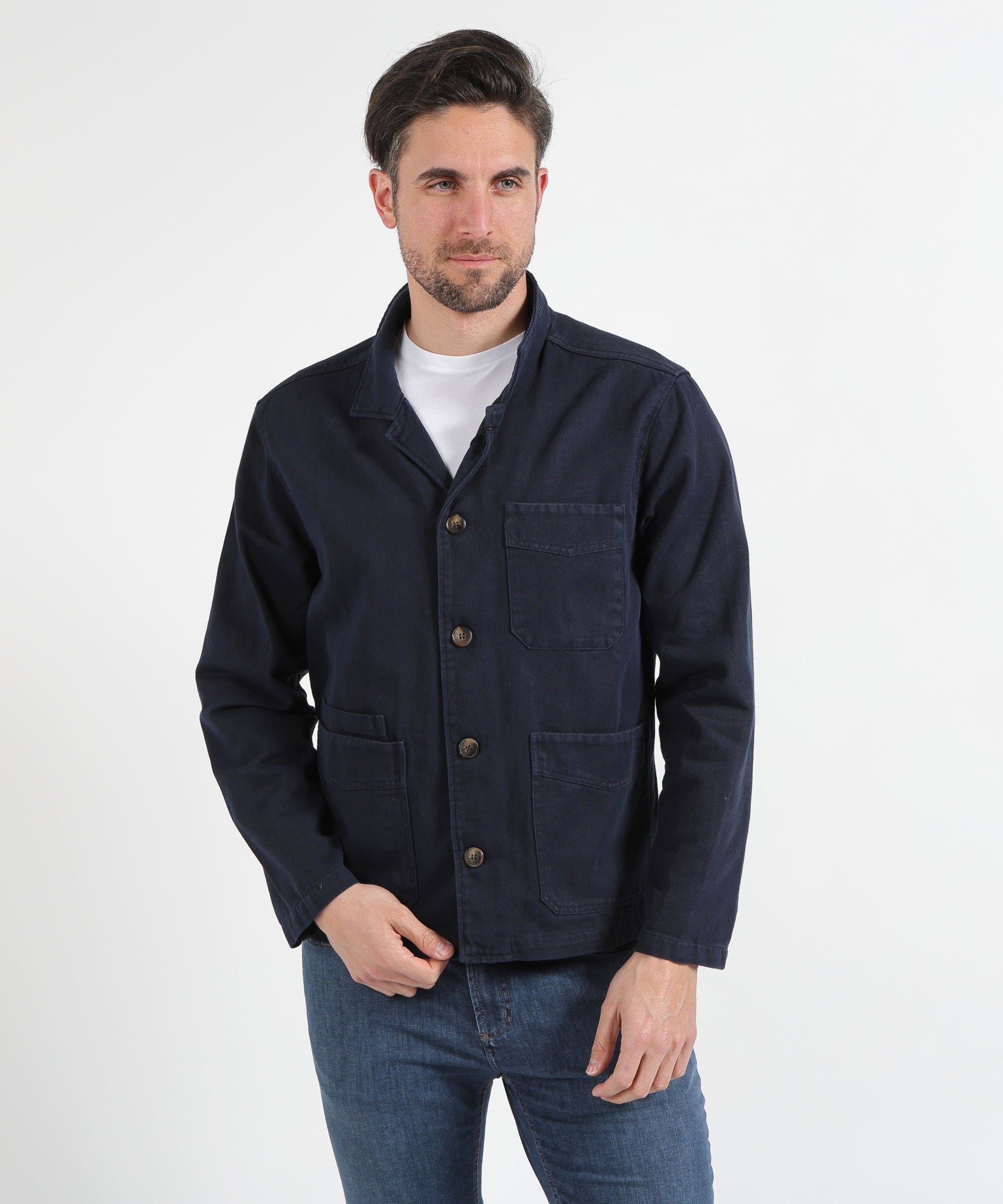 Jackets MRN Three-Button Shirt Jacket Blu | MRN