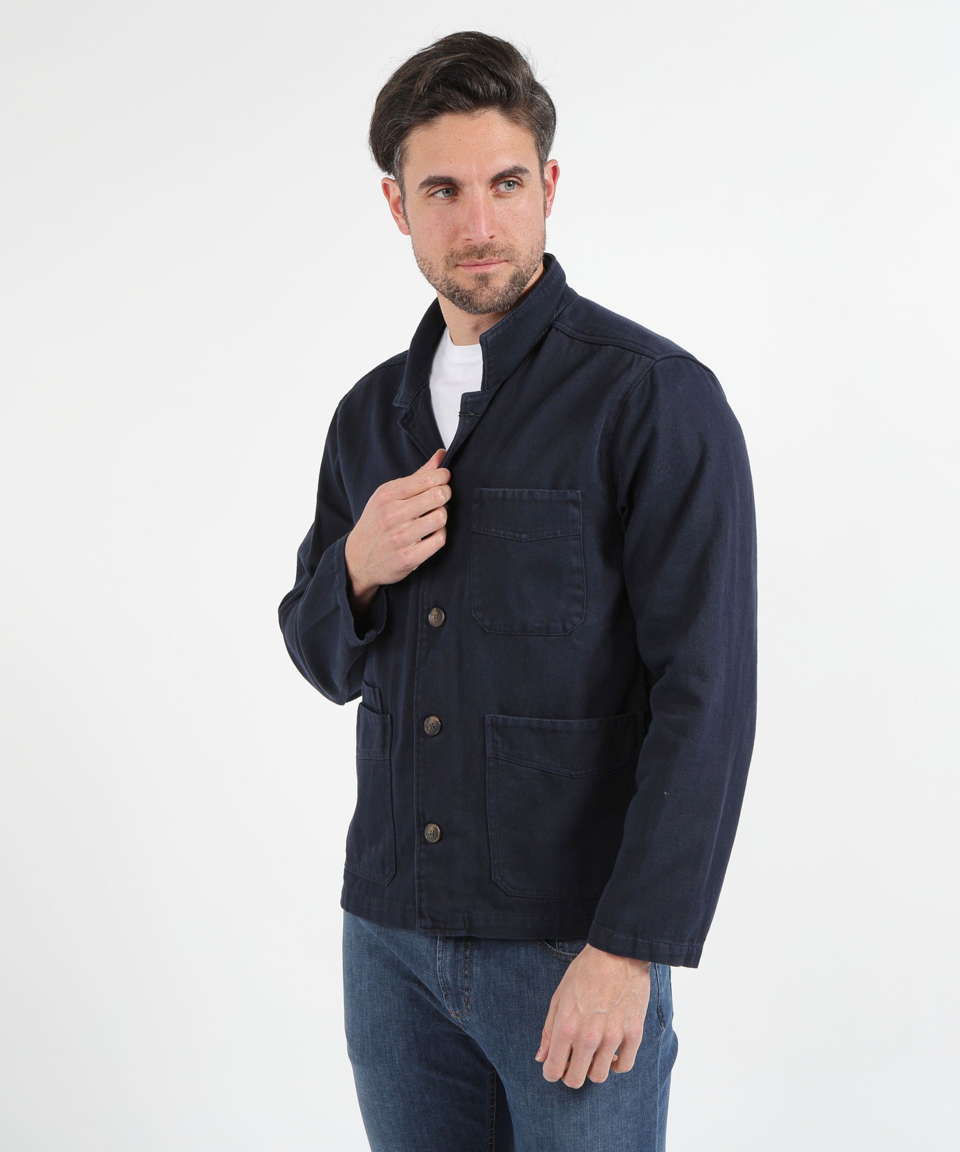 Jackets MRN Three-Button Shirt Jacket Blu | MRN