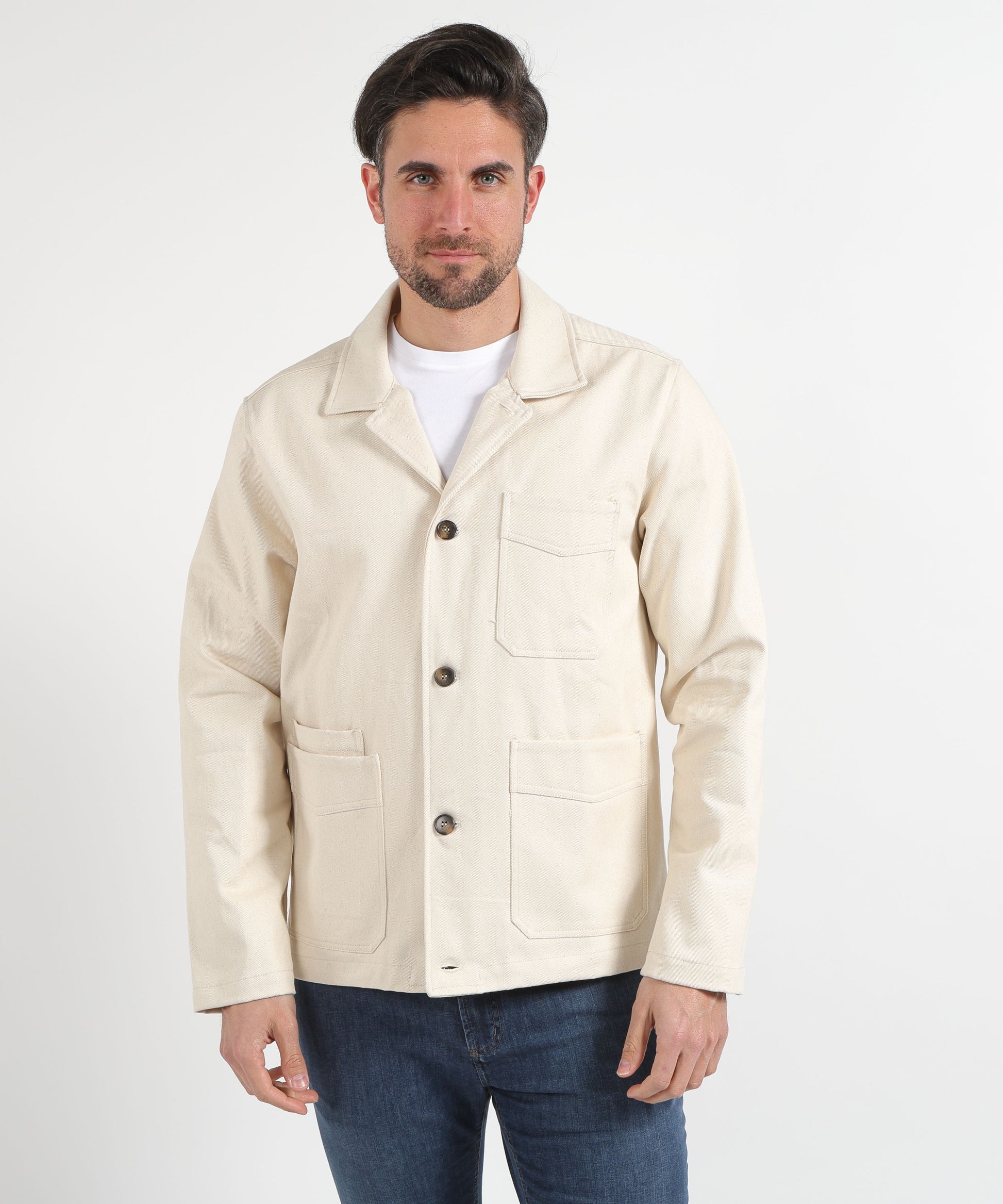 Jackets MRN Three-Button Shirt Jacket Ecru | MRN