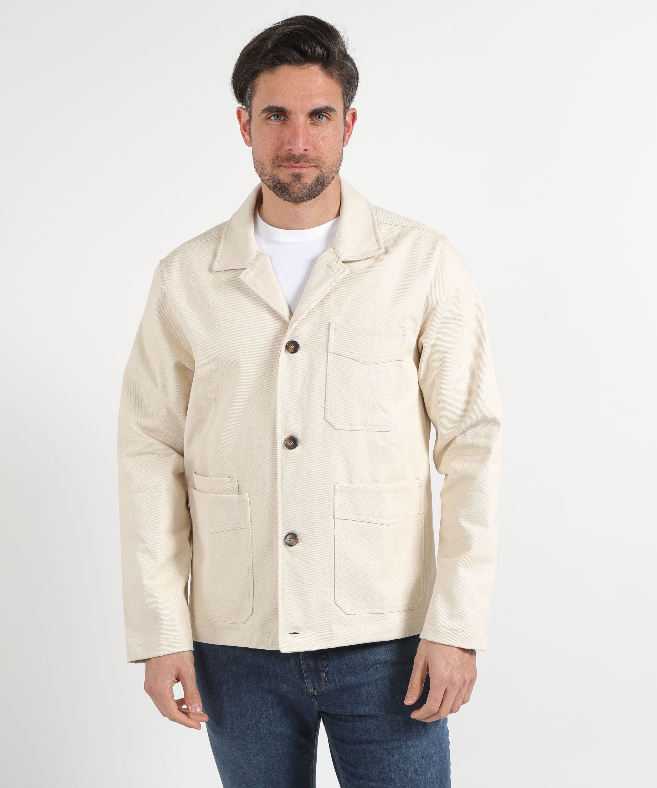 Giacche MRN Giacca Camicia con Tre Bottoni Ecru | MRN