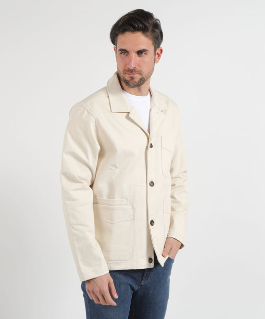 Giacche MRN Giacca Camicia con Tre Bottoni Ecru | MRN