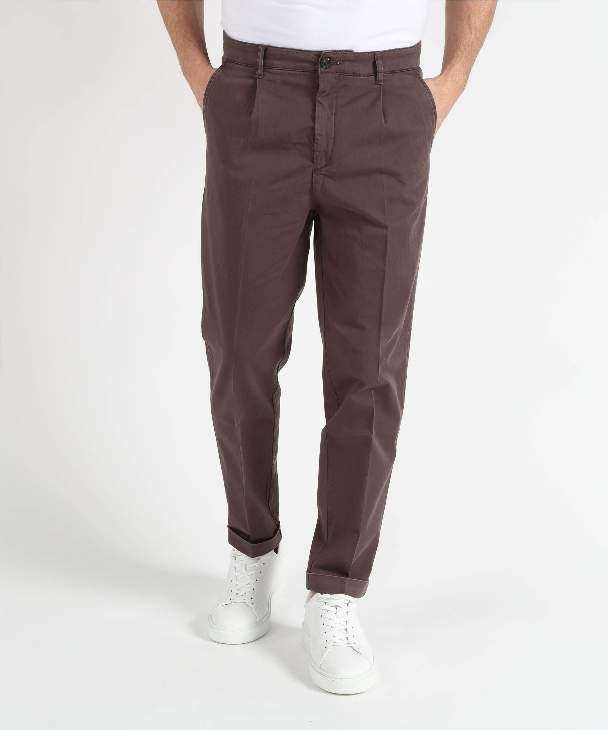 Trousers MRN Men’s Stretch Cotton Trousers with Micro Pleats Moro | MRN